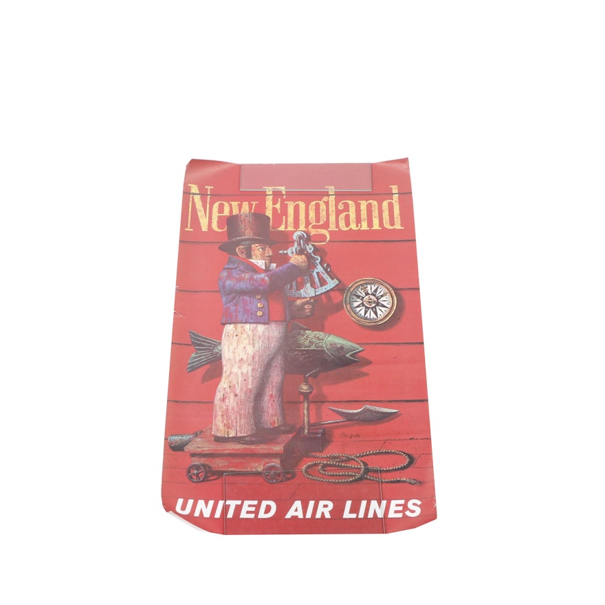 United Air Lines Poster After Stanley Galli's "New England"
