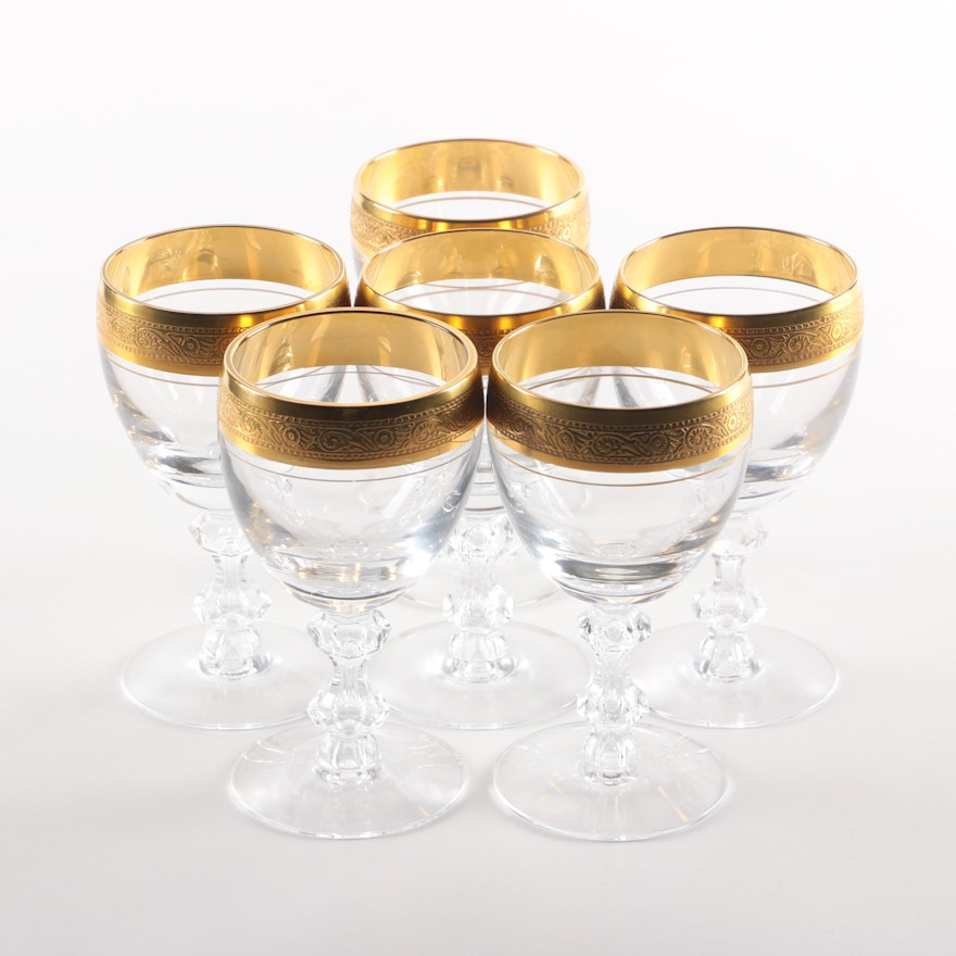 Tiffin-Franciscan "Westchester" Gold Encrusted Glass Goblets