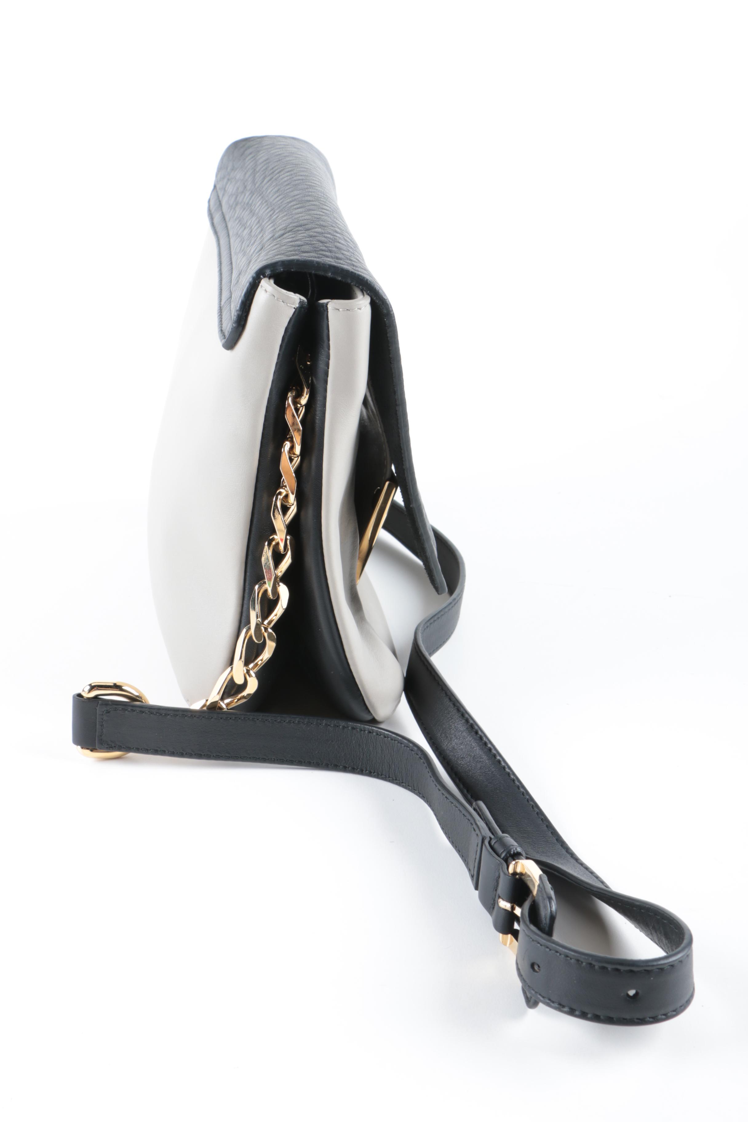 Furla Black and Grey Leather Shoulder Bag