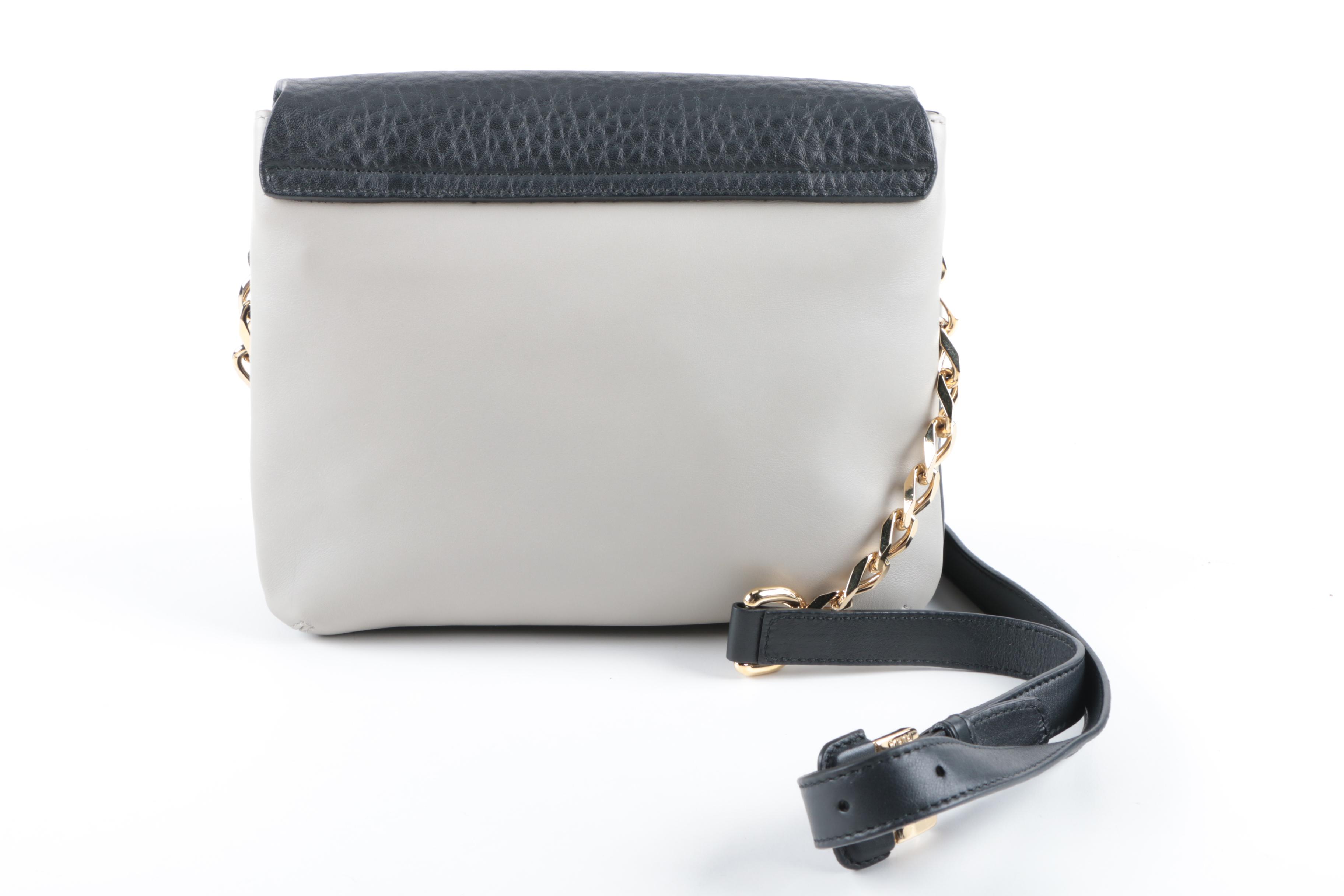 Furla Black and Grey Leather Shoulder Bag