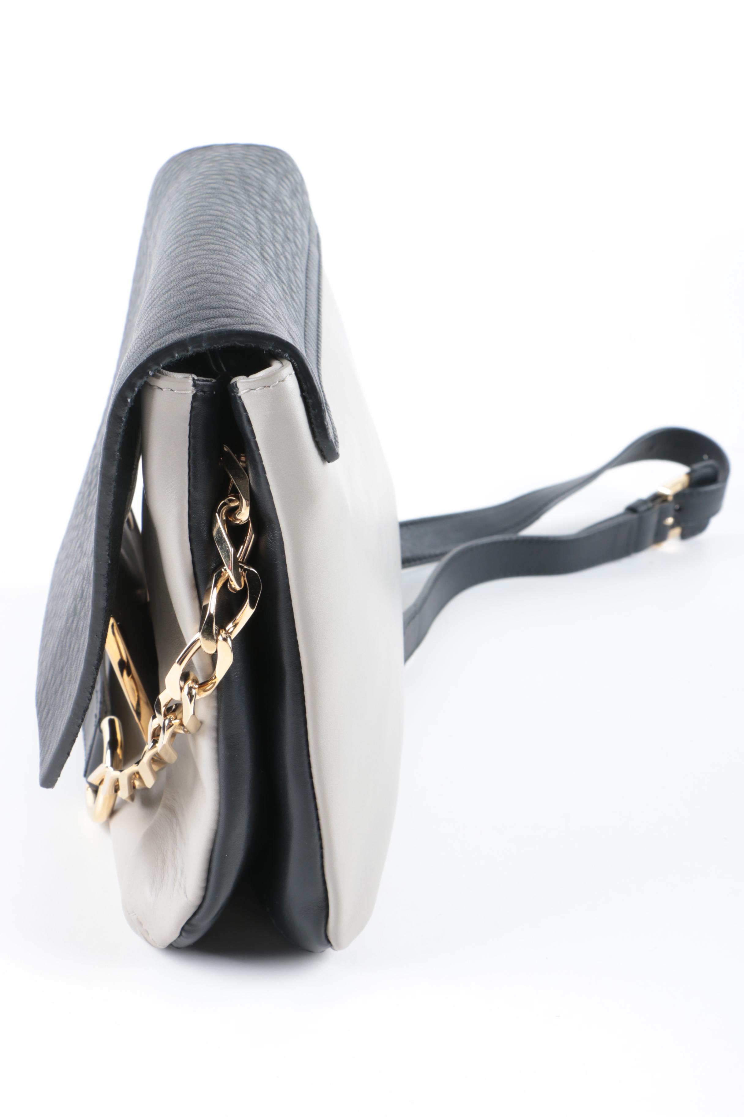 Furla Black and Grey Leather Shoulder Bag