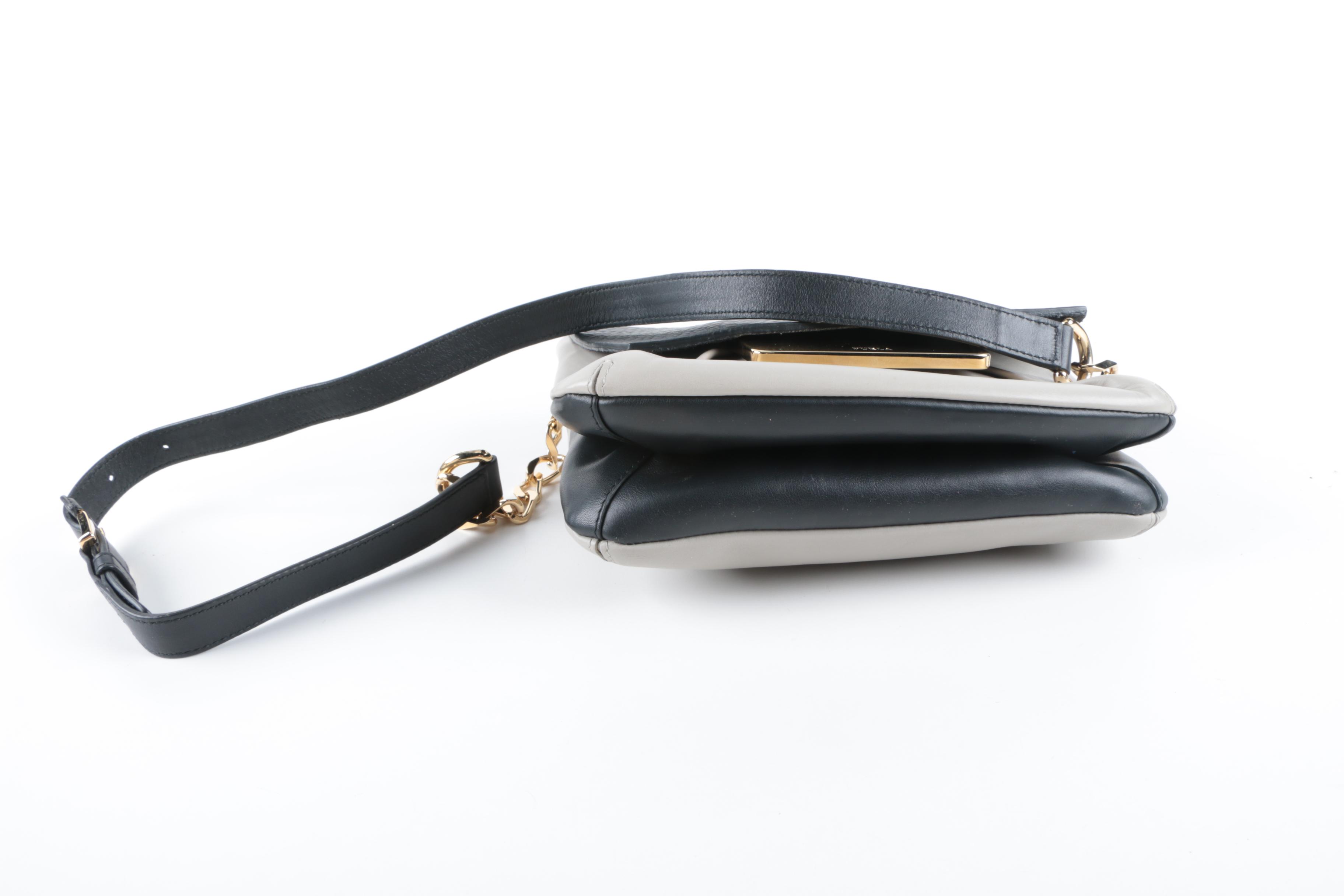 Furla Black and Grey Leather Shoulder Bag