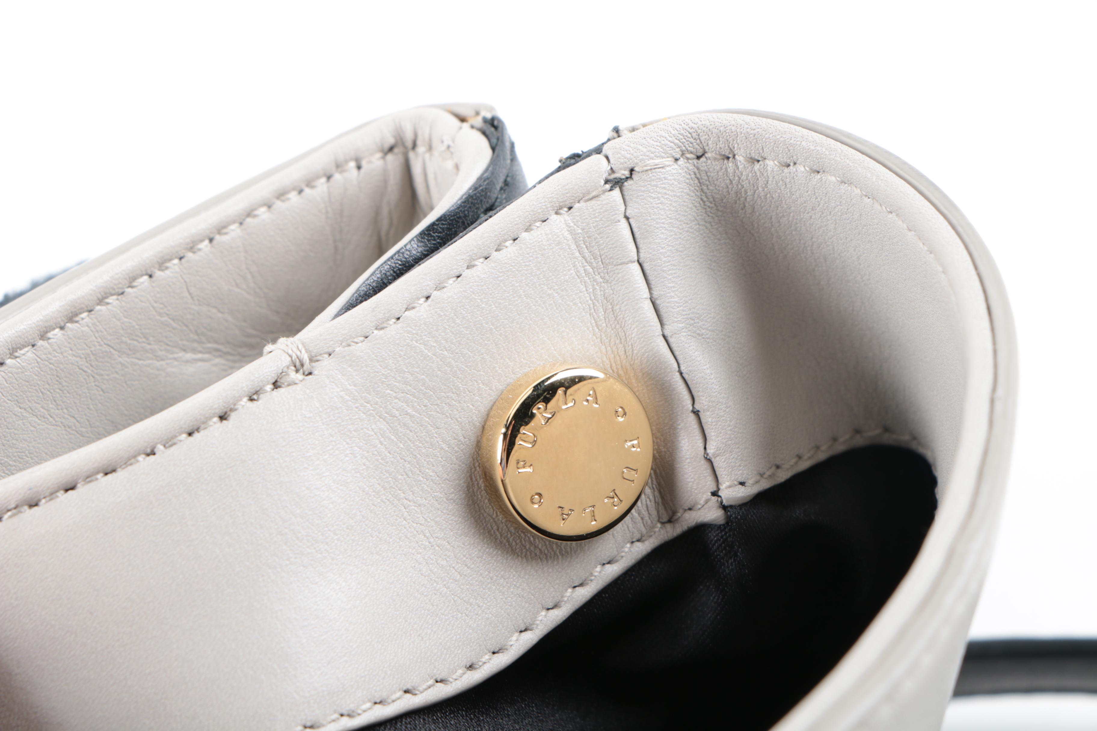 Furla Black and Grey Leather Shoulder Bag