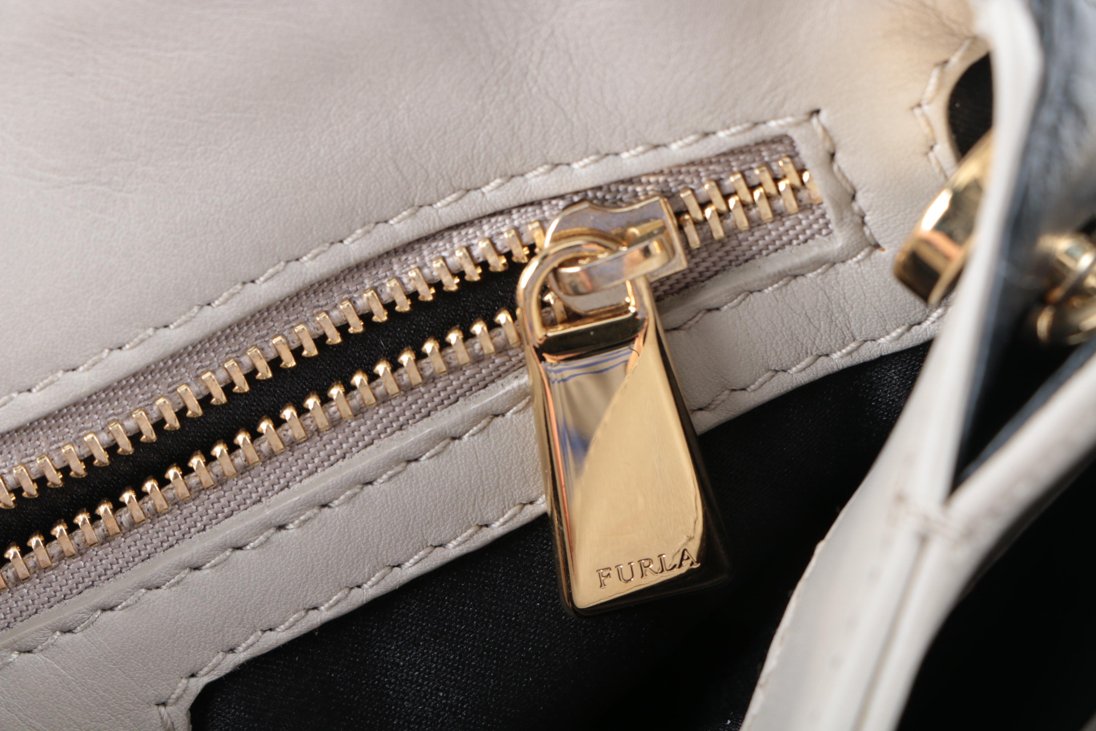 Furla Black and Grey Leather Shoulder Bag