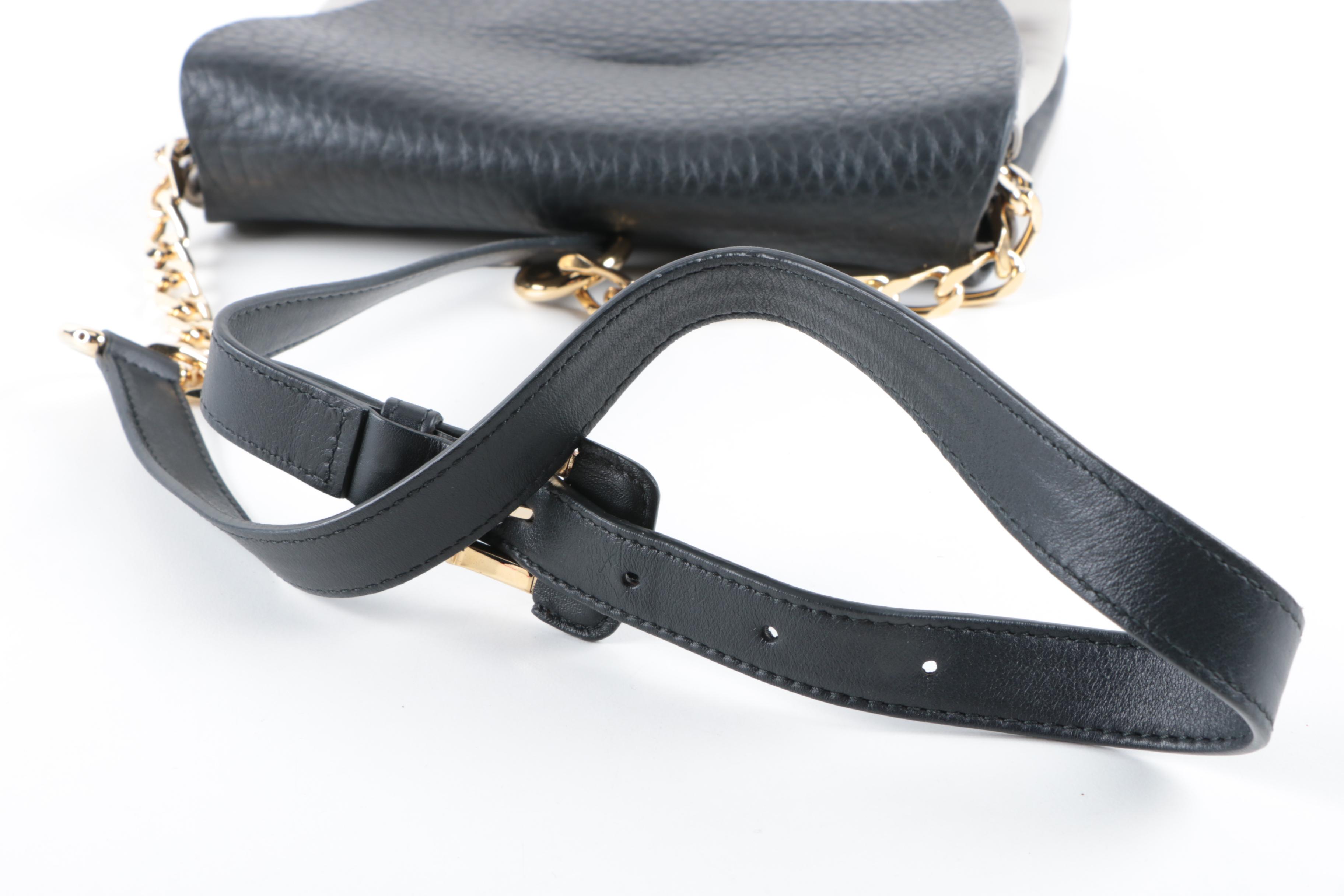 Furla Black and Grey Leather Shoulder Bag