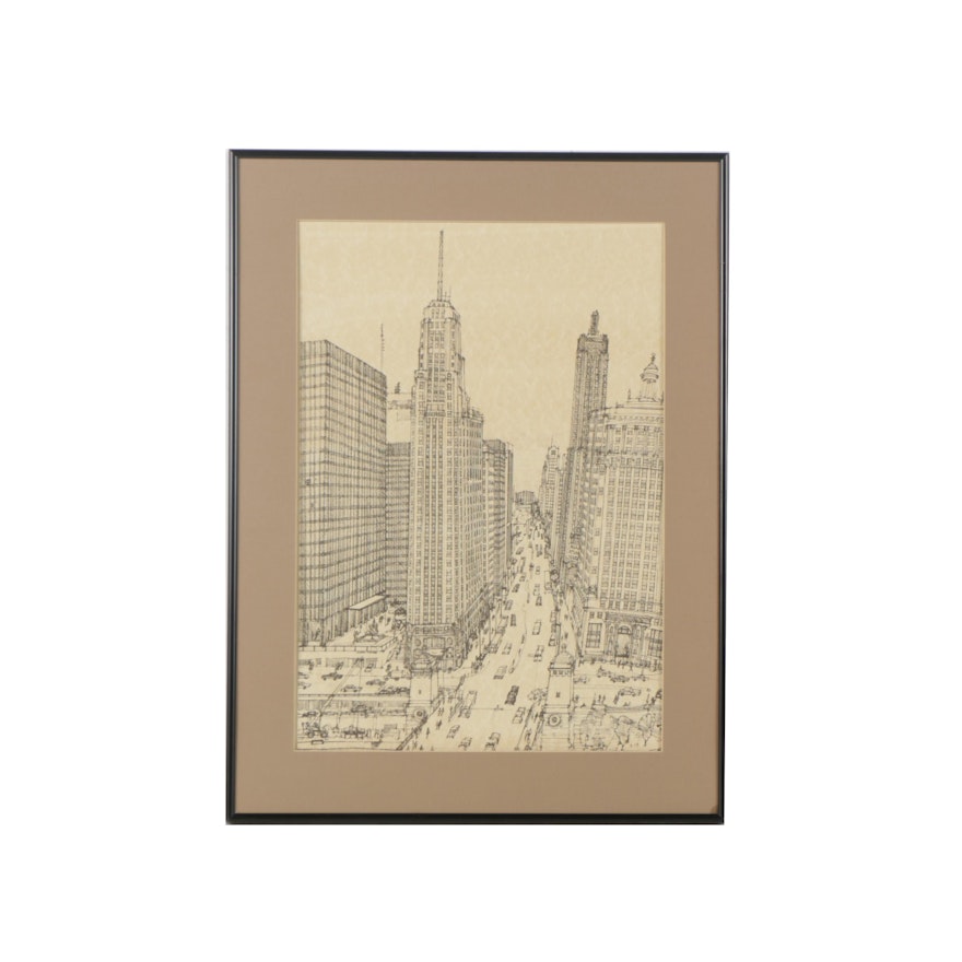 Lithograph After Mark McMahon Chicago Skyline