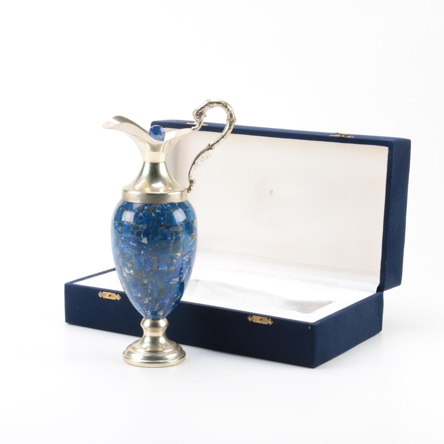 Silver Plate Ewer with Lapis Lazuli Body