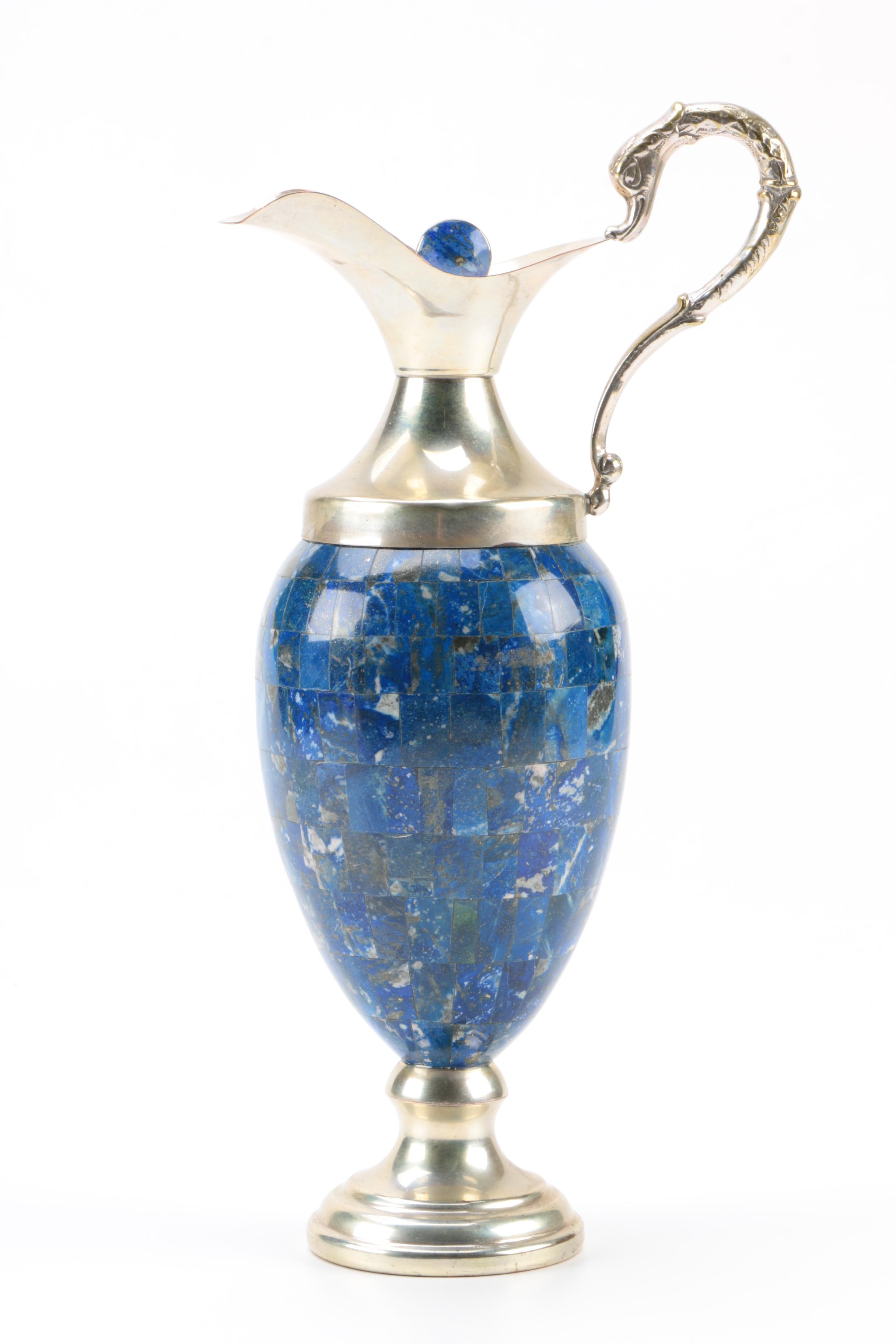 Silver Plate Ewer with Lapis Lazuli Body