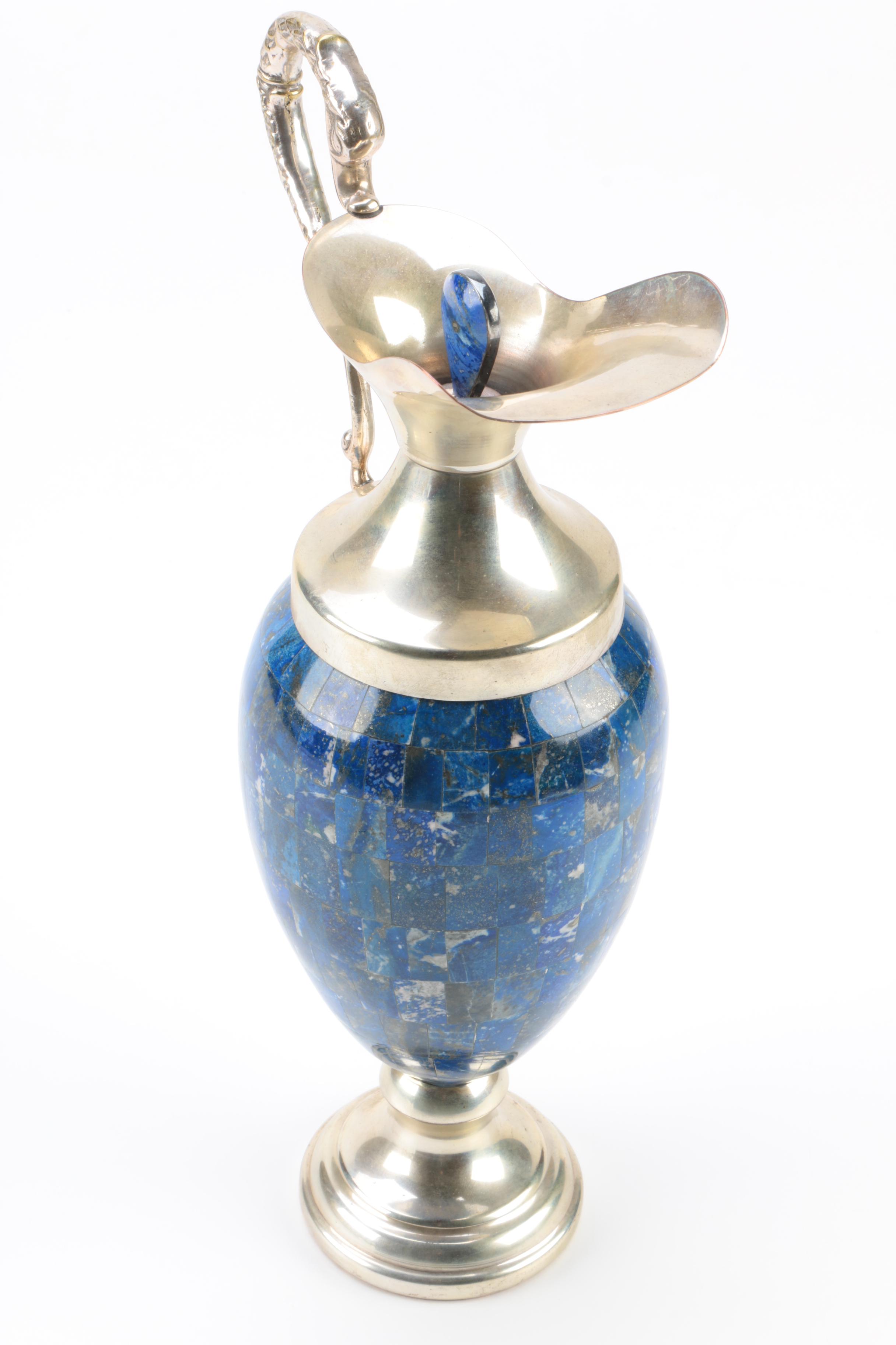 Silver Plate Ewer with Lapis Lazuli Body