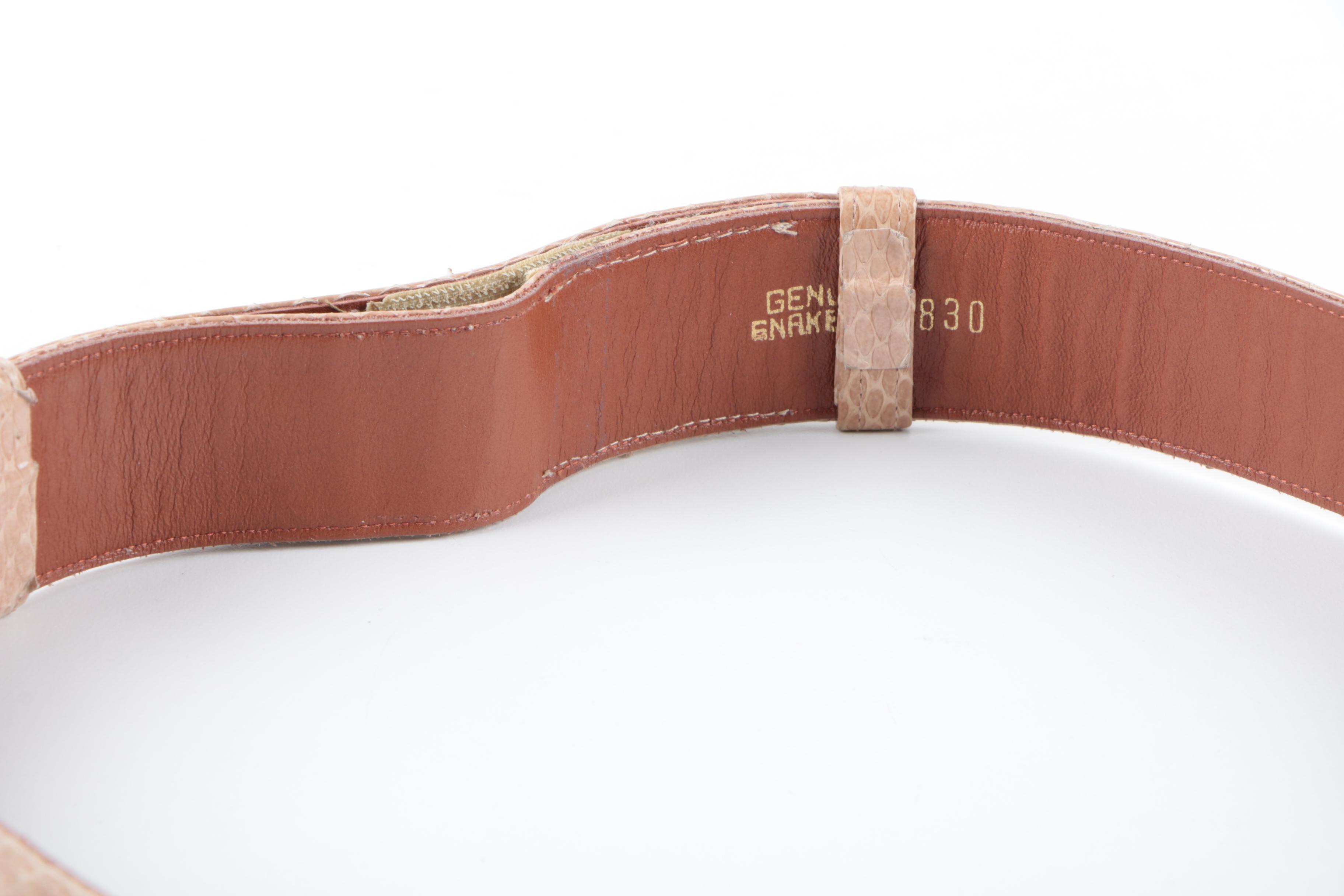 Vintage Leather and Snakeskin Adjustable Belts Featuring Alexis Kirk