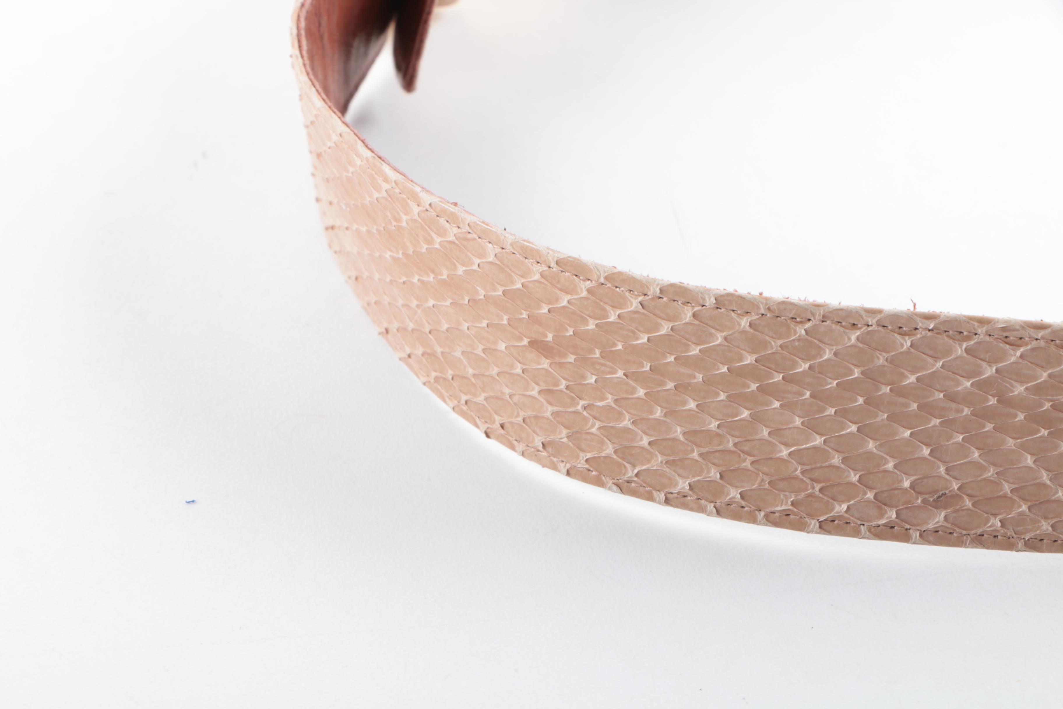 Vintage Leather and Snakeskin Adjustable Belts Featuring Alexis Kirk