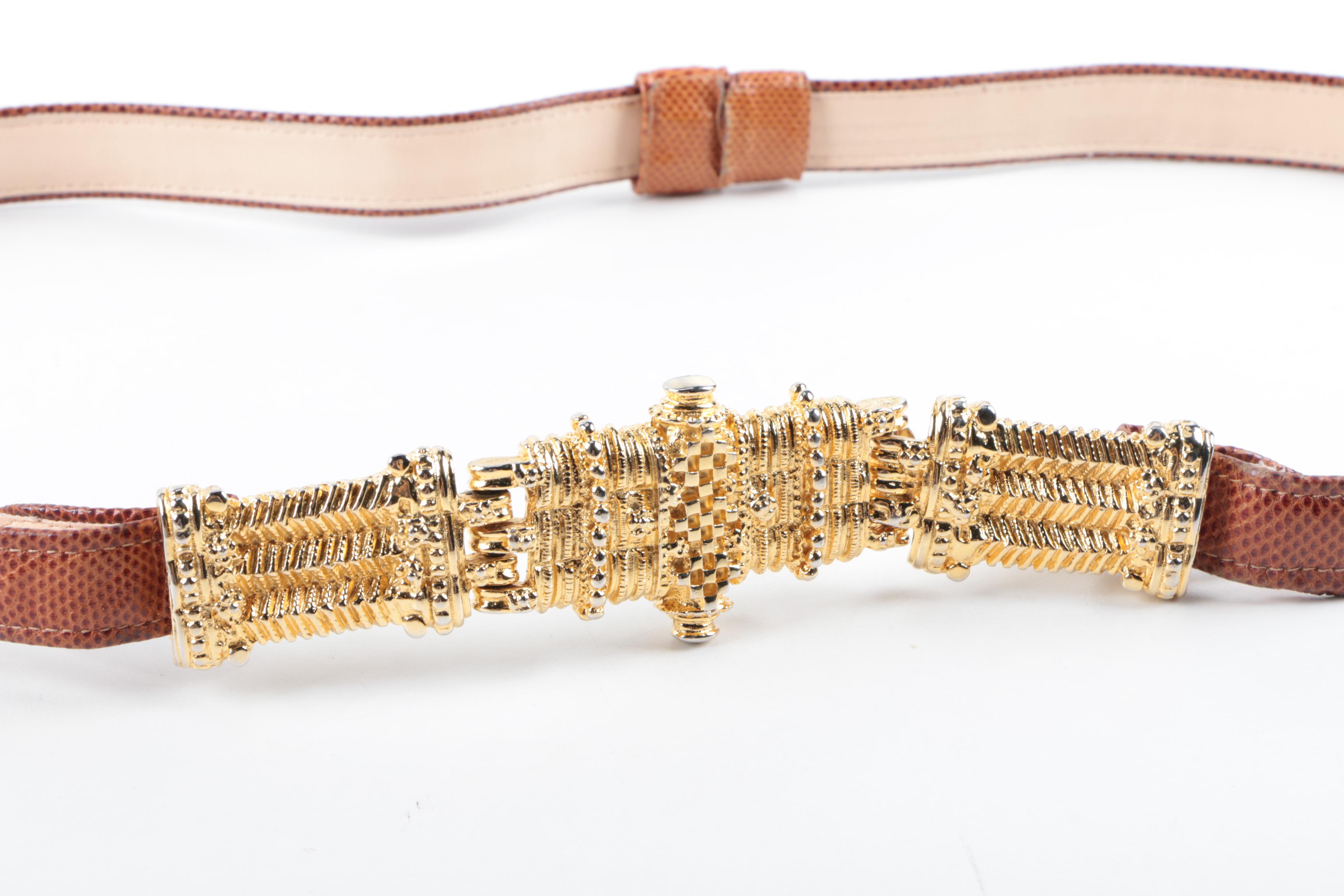 Vintage Leather and Snakeskin Adjustable Belts Featuring Alexis Kirk