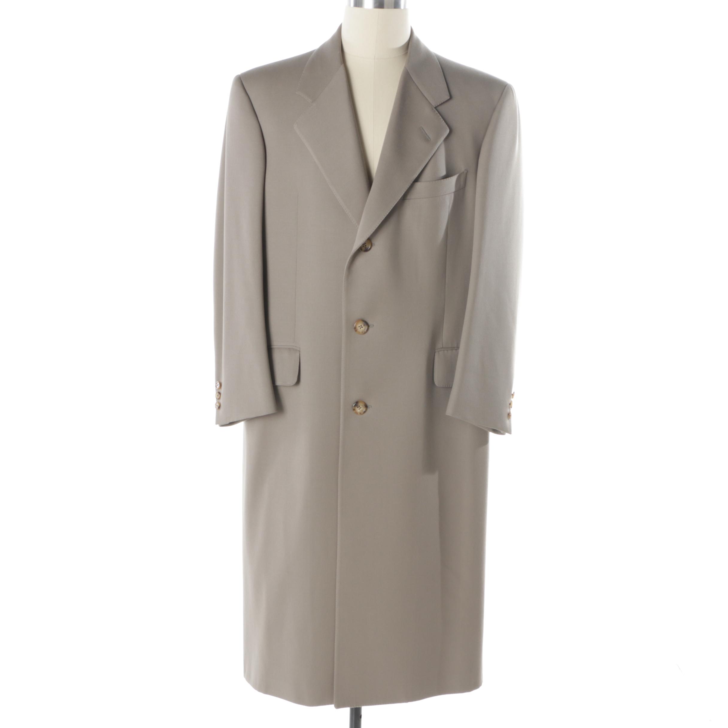 Men's Hickey-Freeman Taupe Wool Overcoat