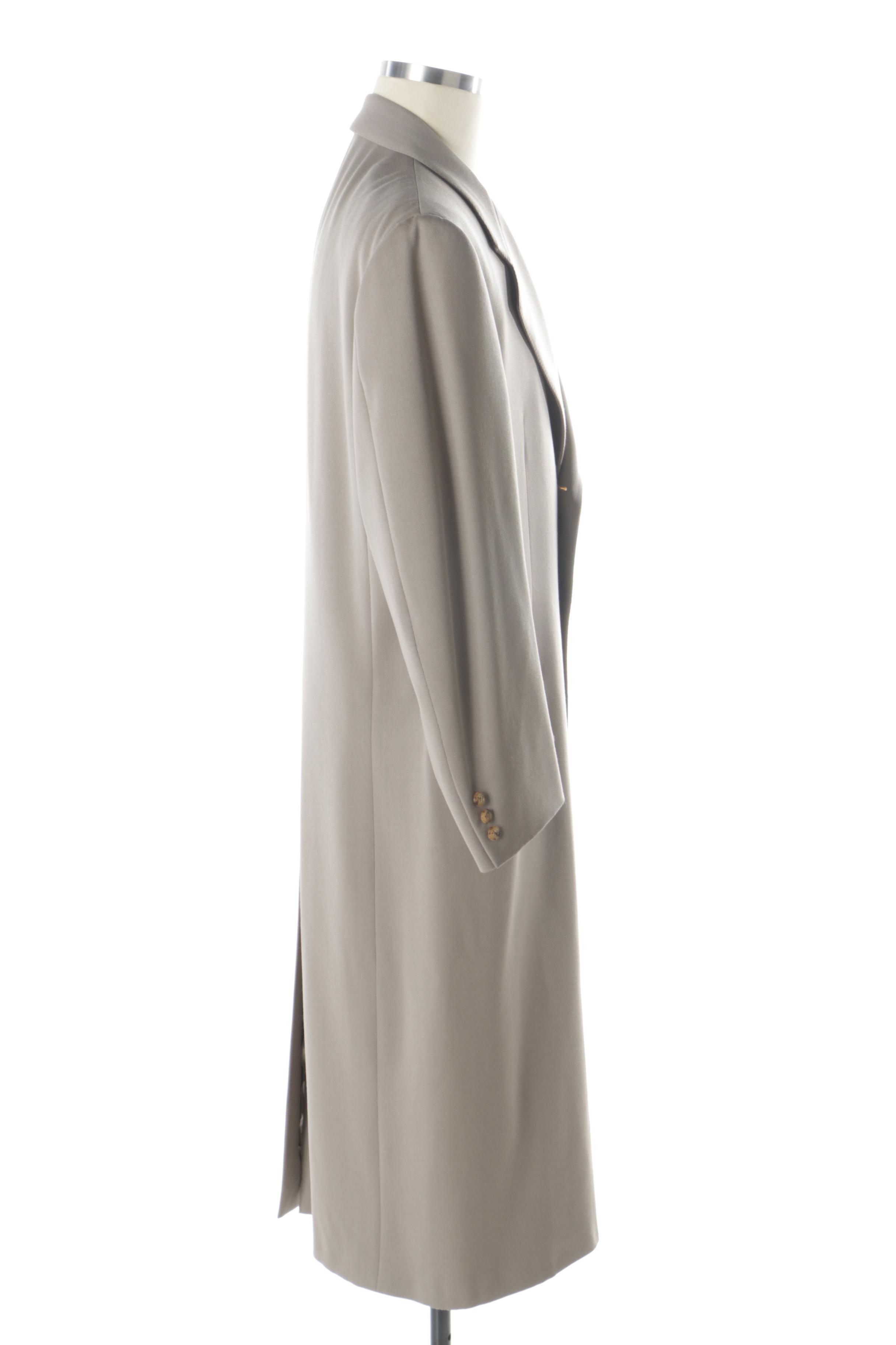 Men's Hickey-Freeman Taupe Wool Overcoat