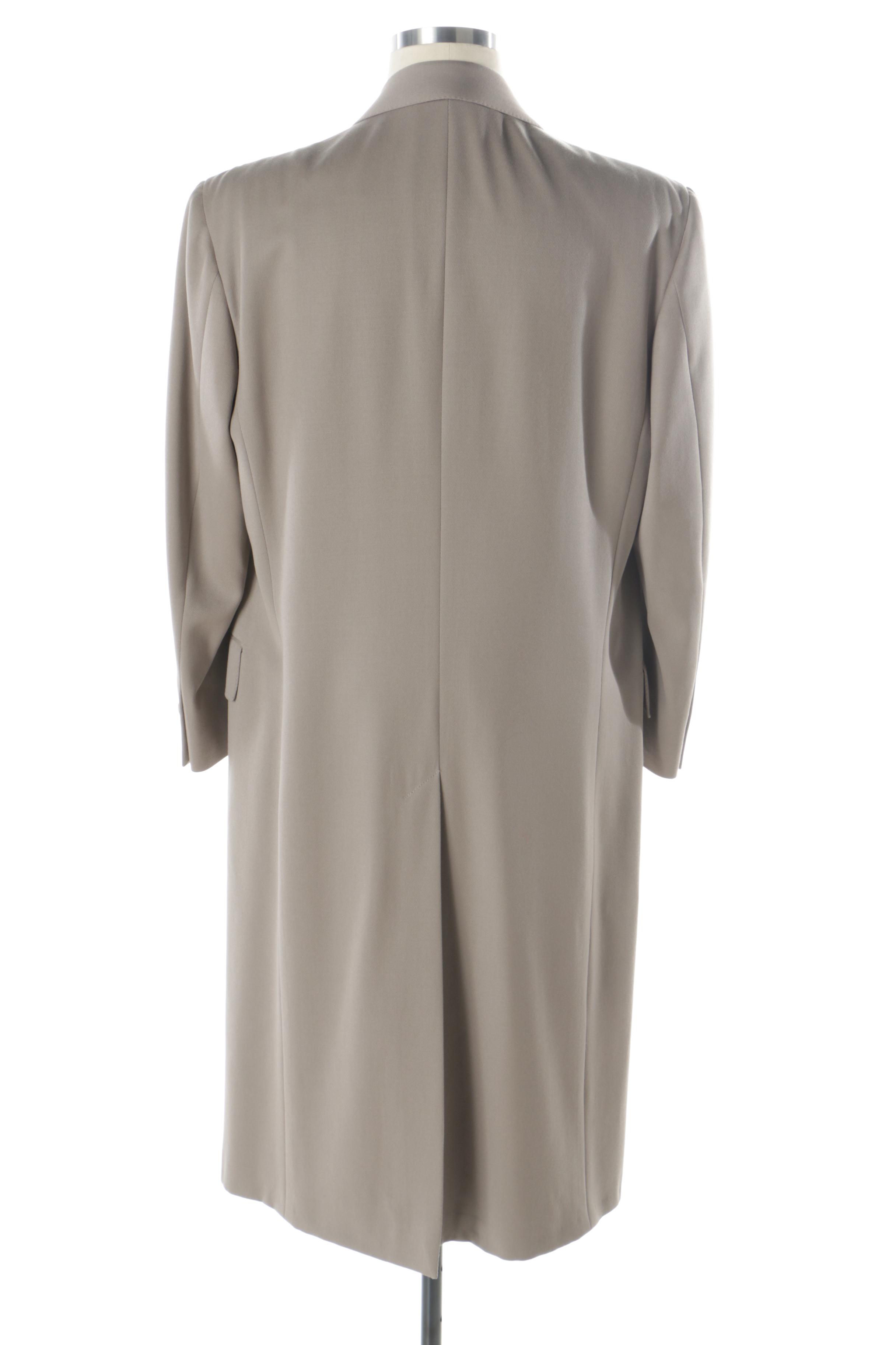 Men's Hickey-Freeman Taupe Wool Overcoat