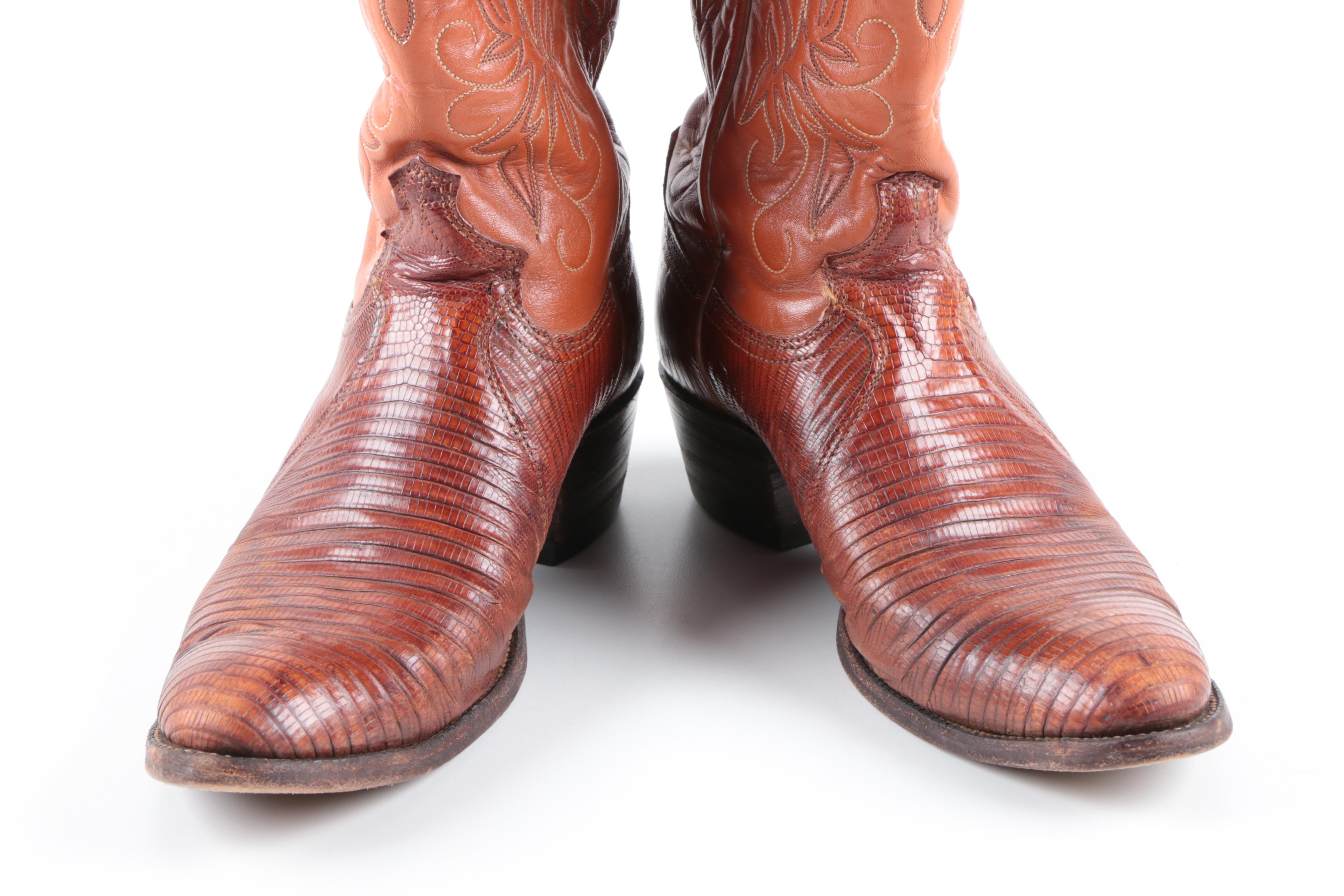 Justin Leather and Lizard Cowboy Boots