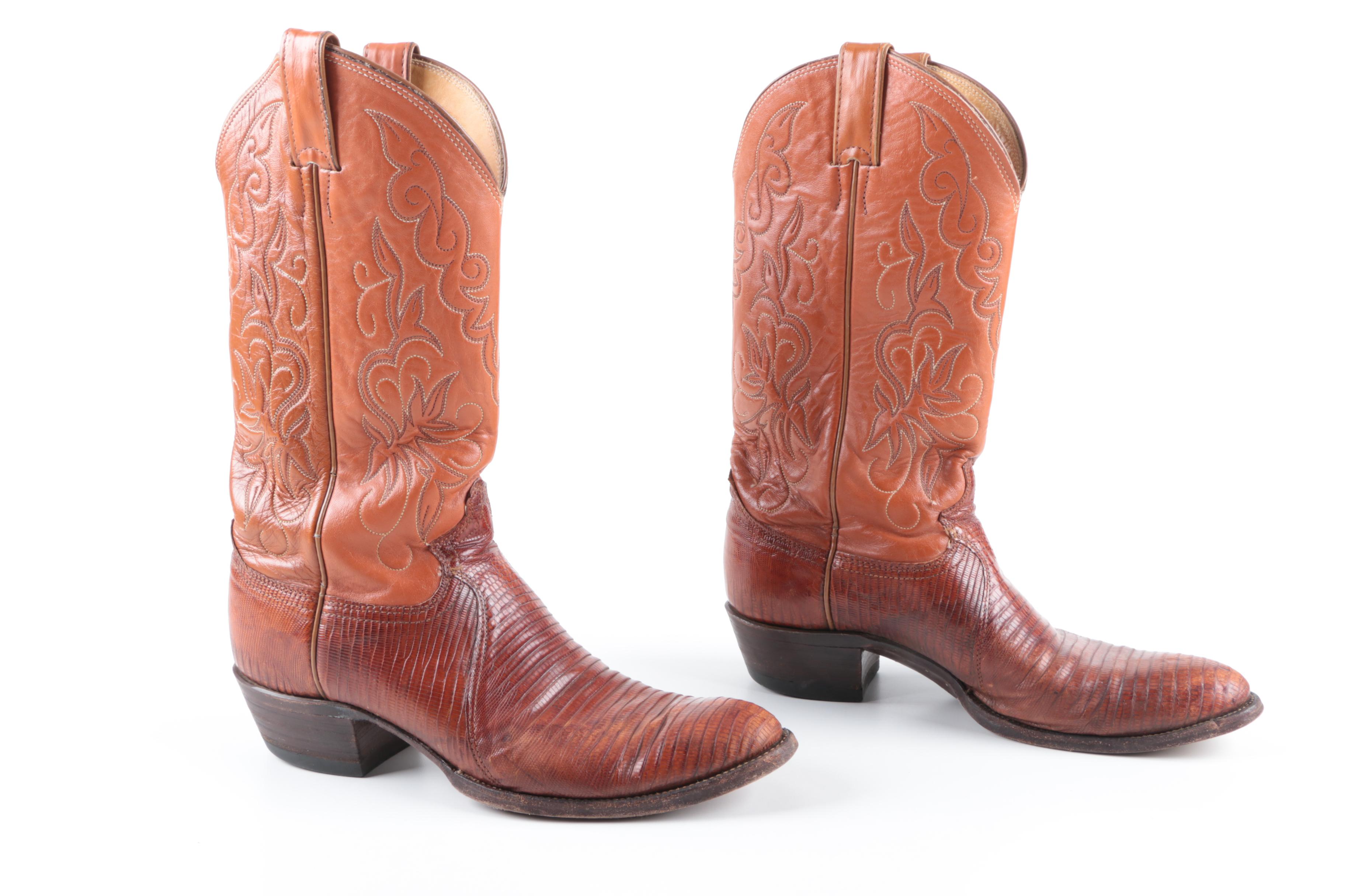 Justin Leather and Lizard Cowboy Boots