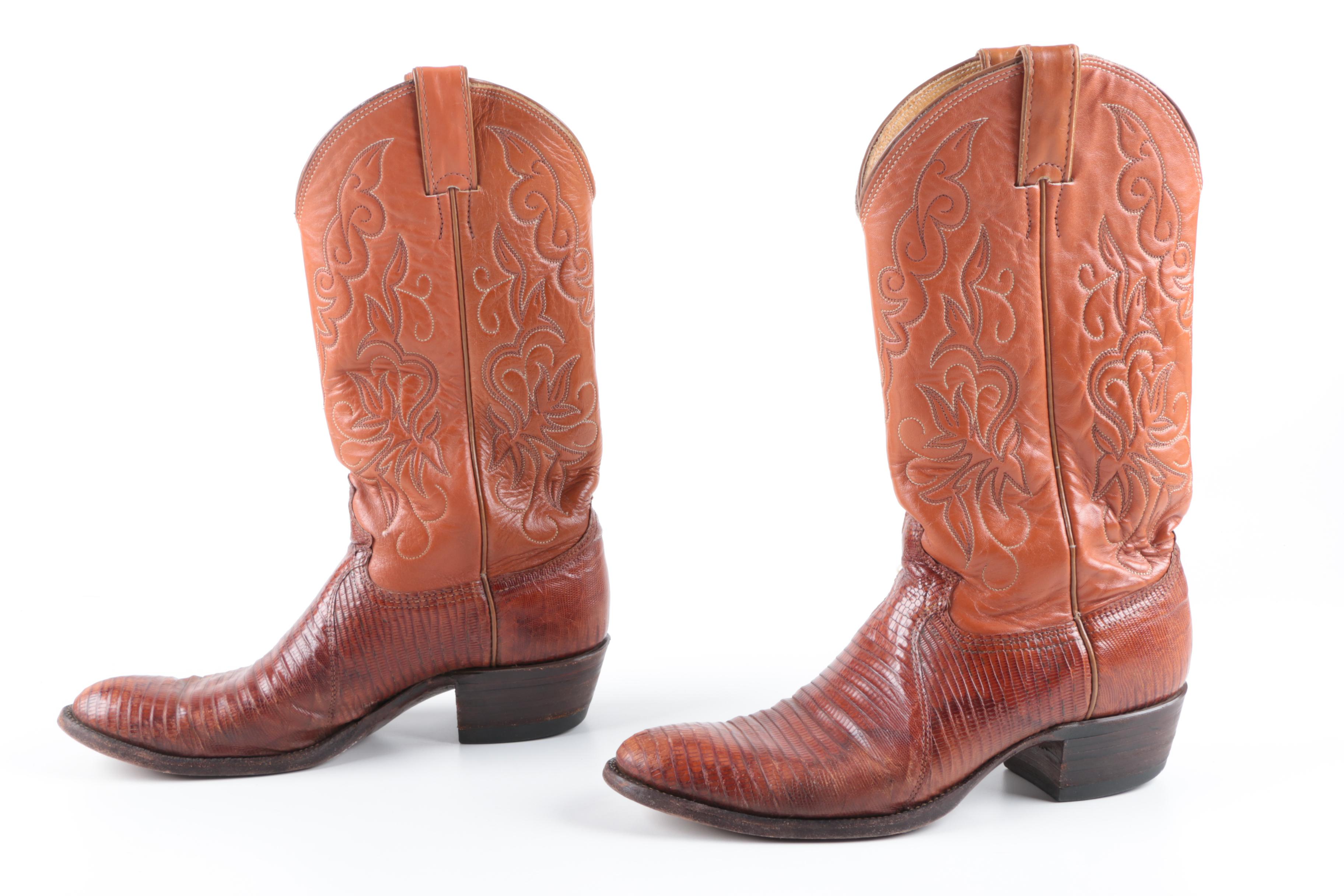 Justin Leather and Lizard Cowboy Boots
