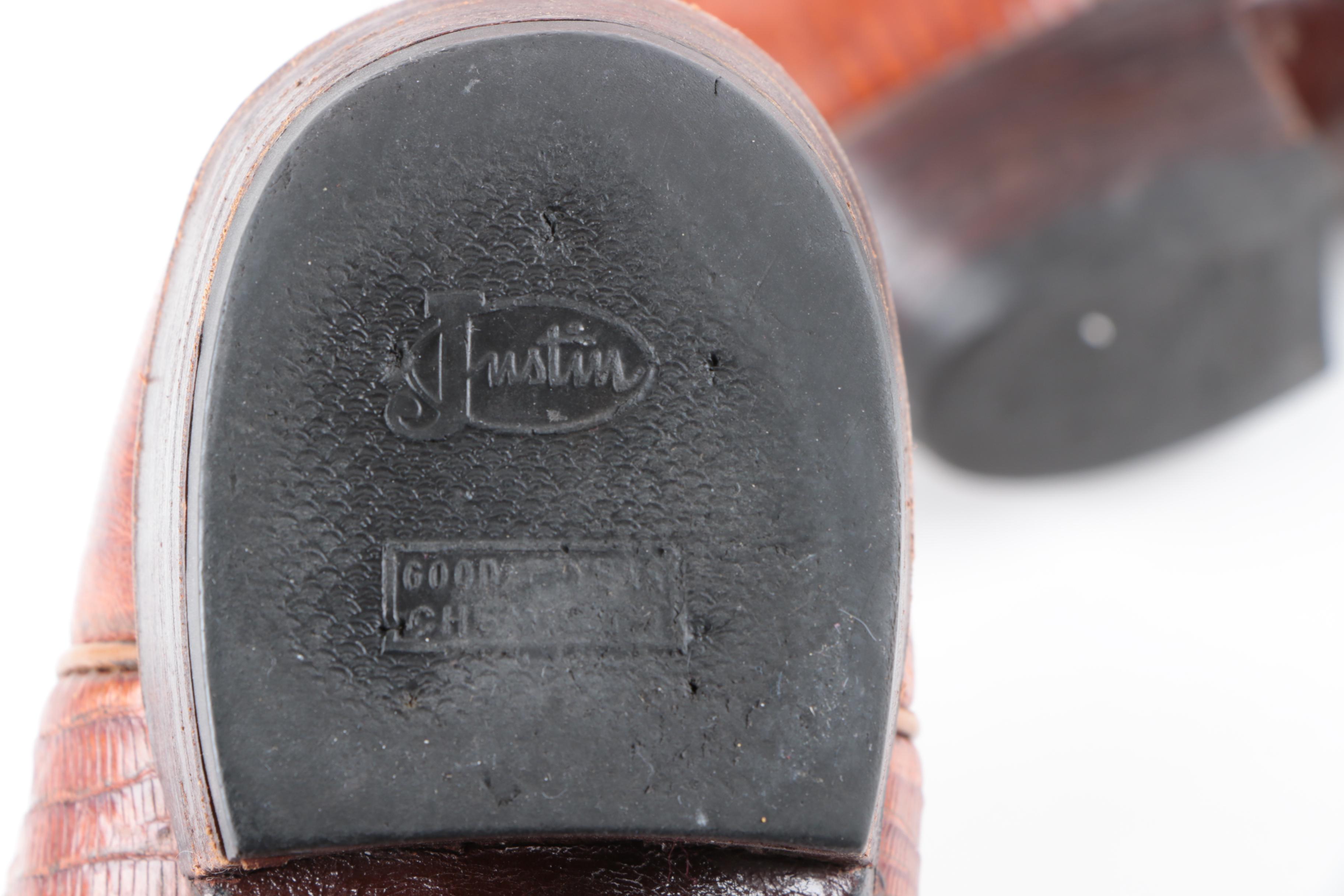 Justin Leather and Lizard Cowboy Boots