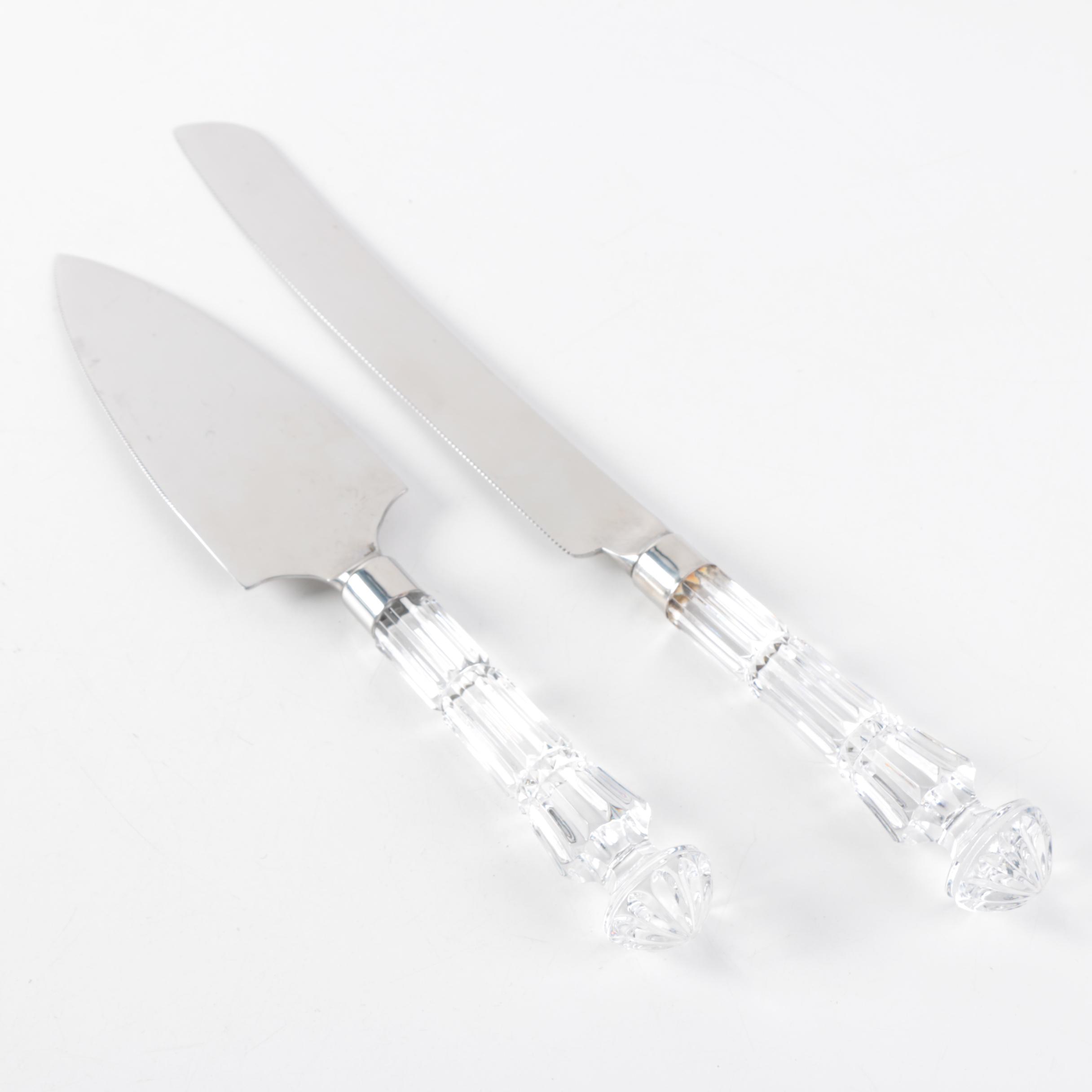 Vintage Unmarked Waterford Crystal Cake Serving Set