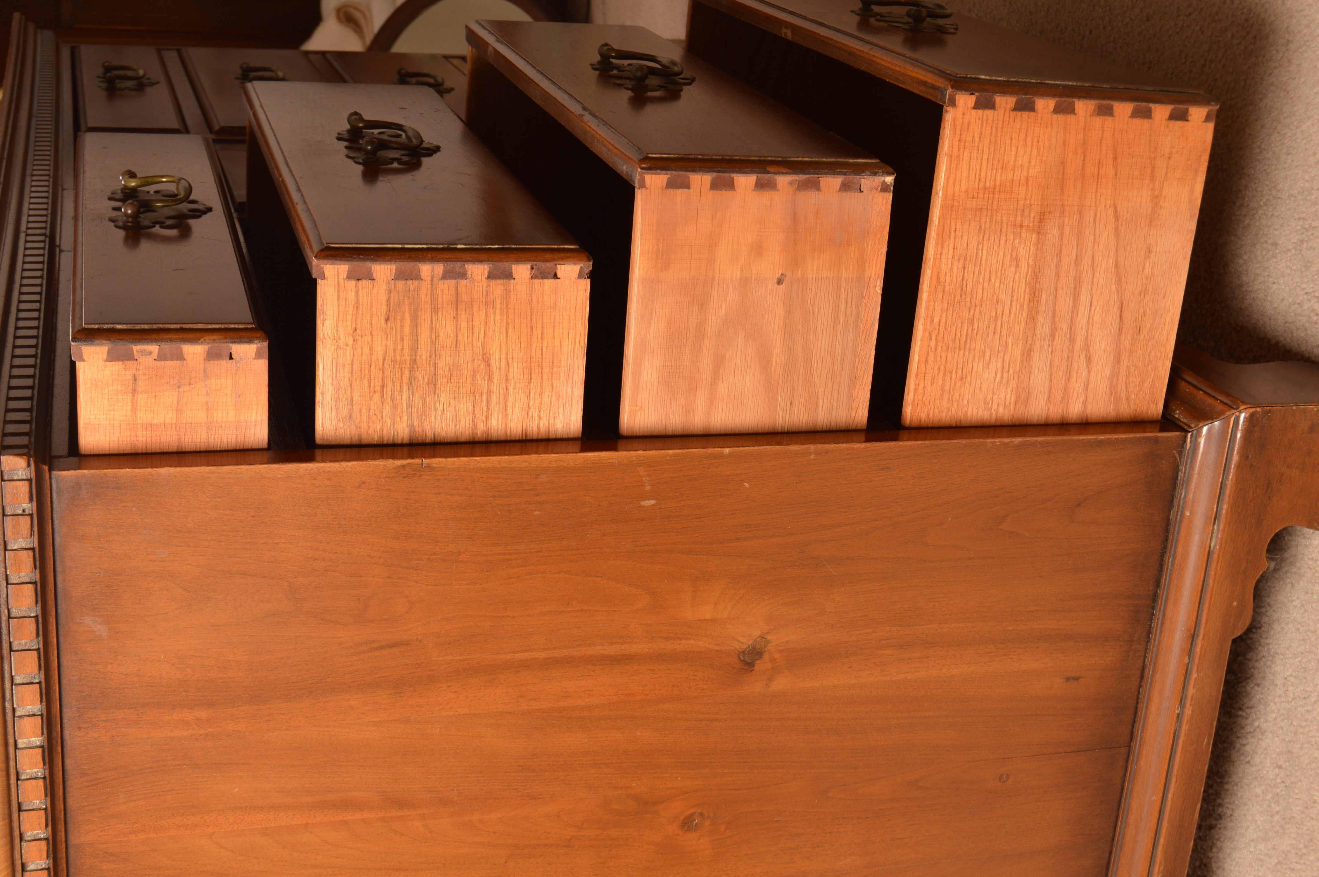 Vintage American Colonial Style Walnut Dresser by Davis Cabinet Company