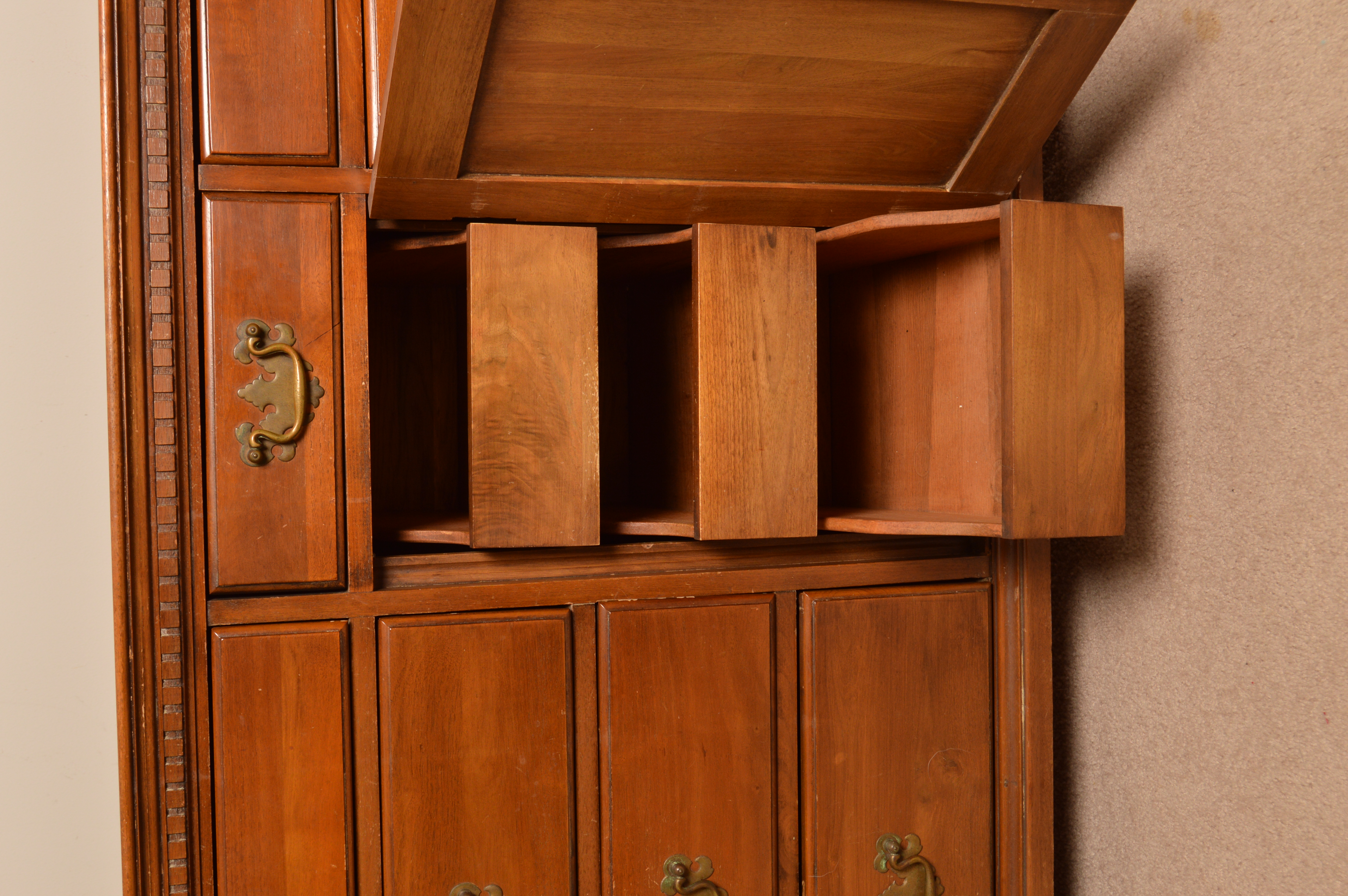 Vintage American Colonial Style Walnut Dresser by Davis Cabinet Company