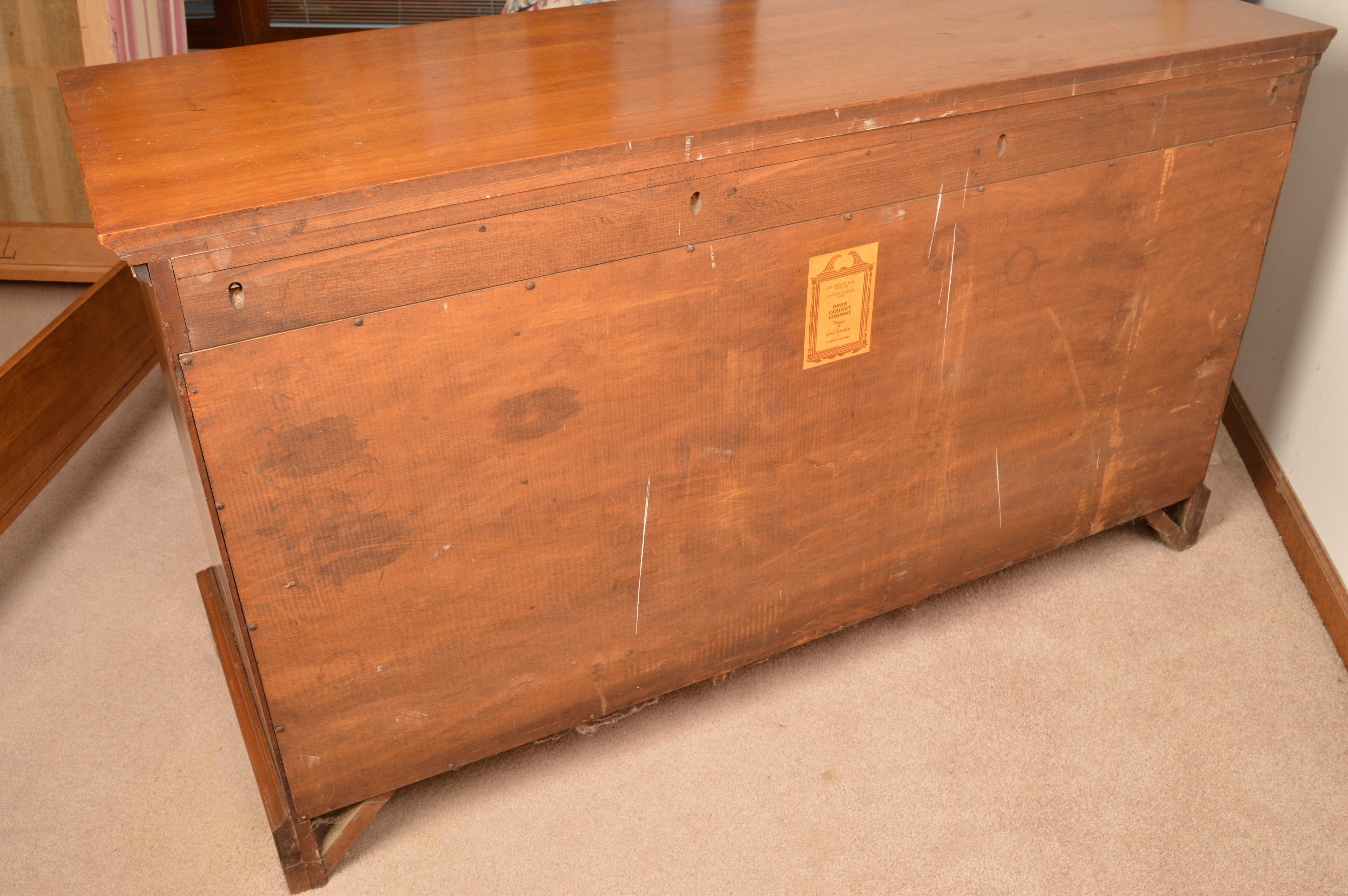 Vintage American Colonial Style Walnut Dresser by Davis Cabinet Company