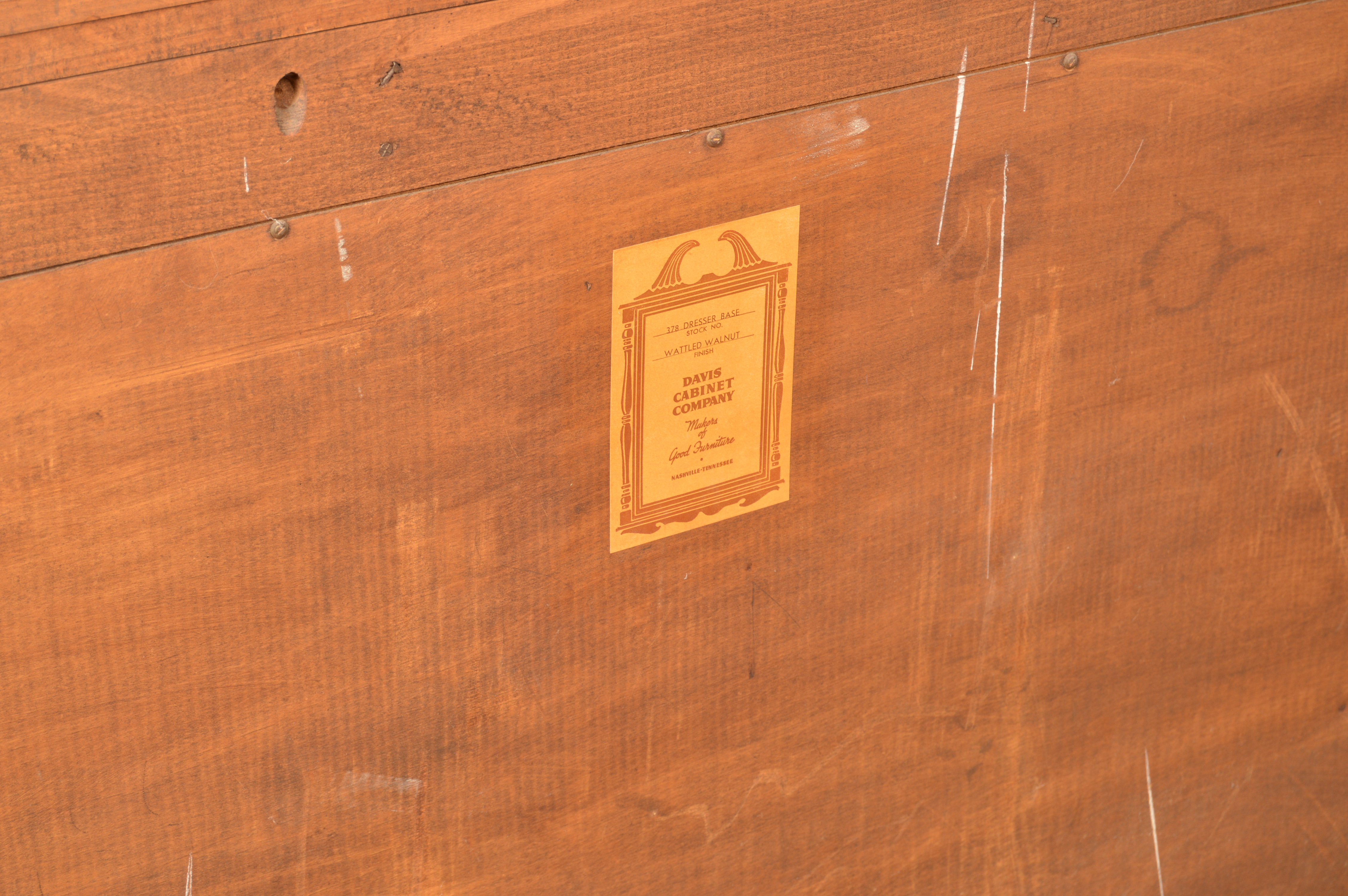 Vintage American Colonial Style Walnut Dresser by Davis Cabinet Company