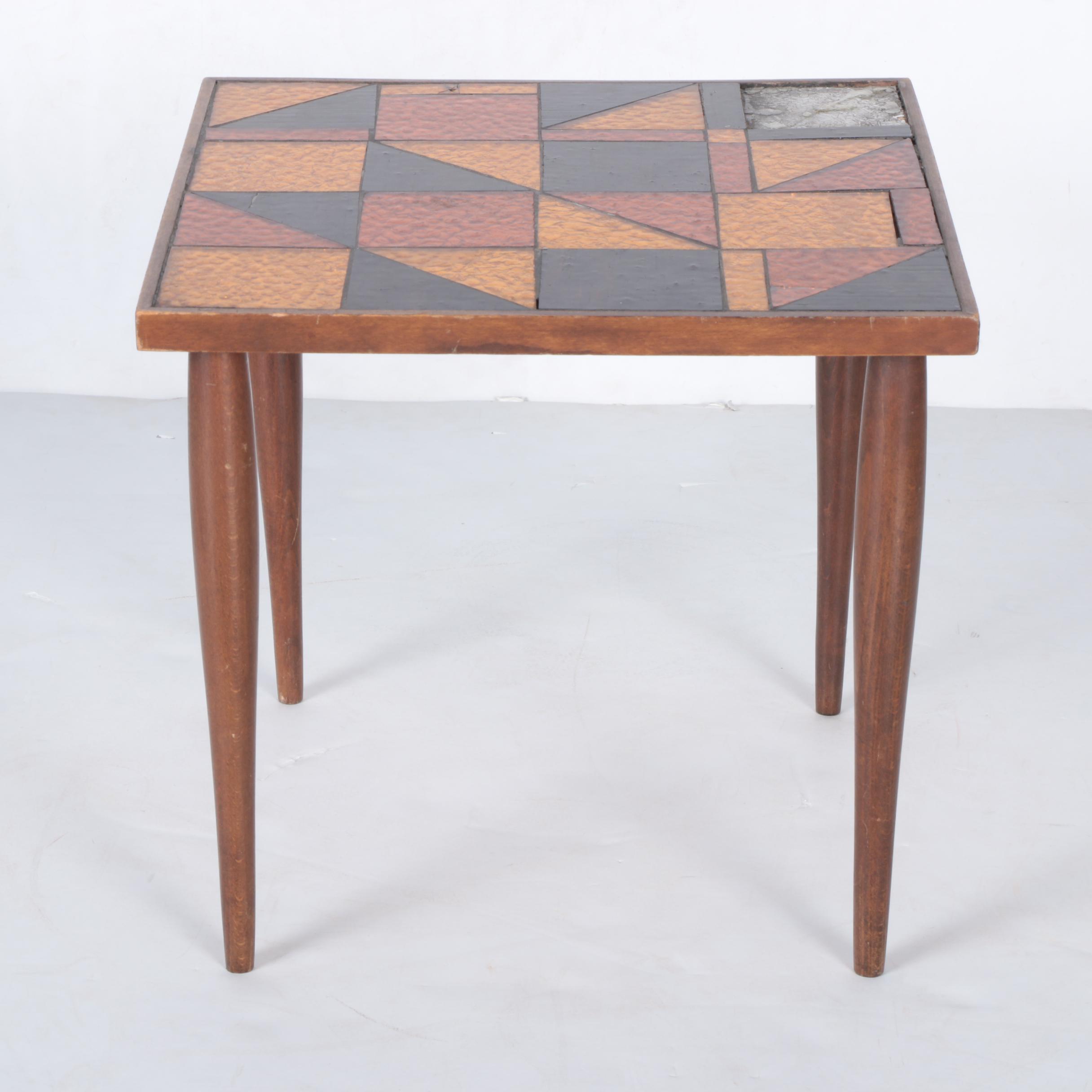 Mid Century Modern Stained Glass End Table