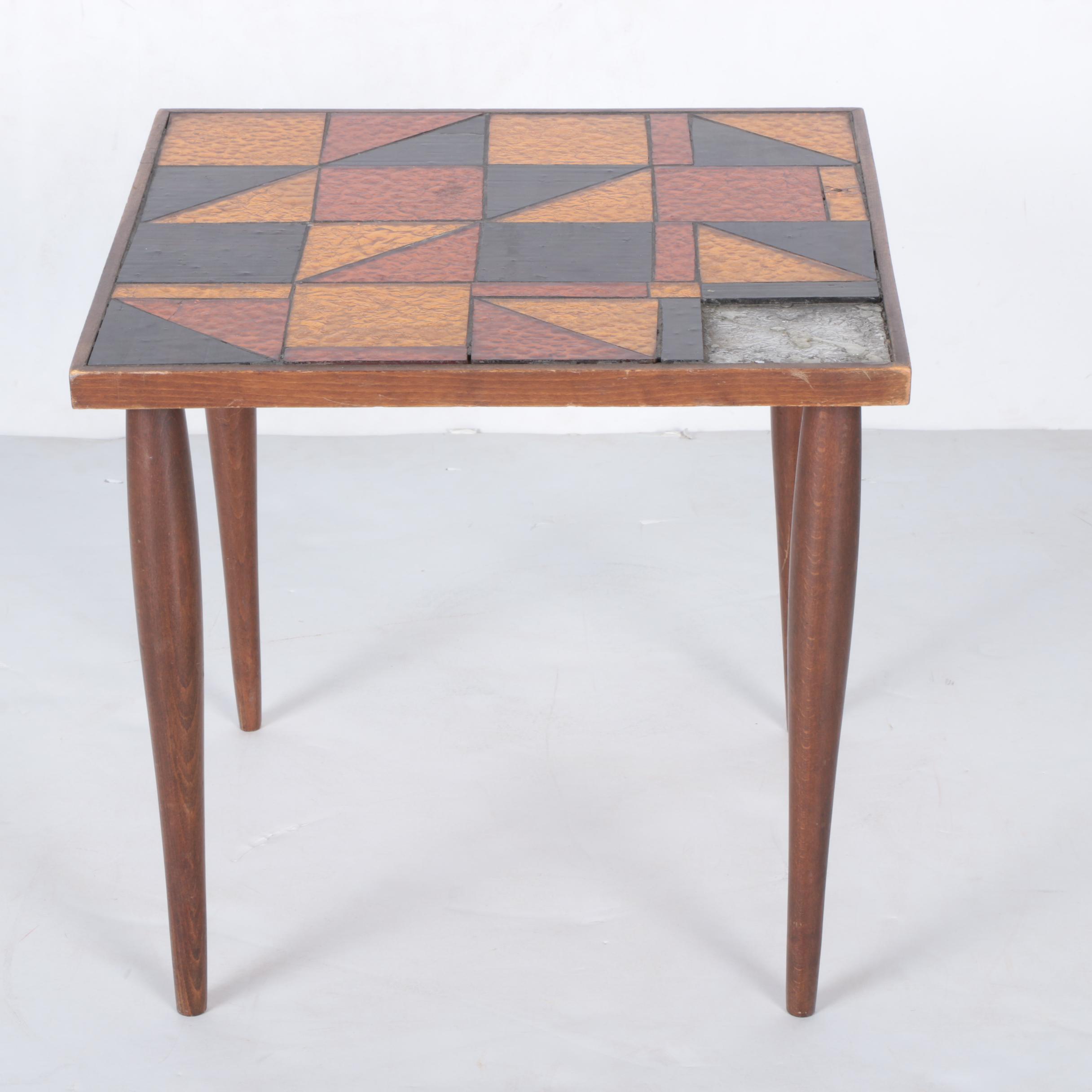 Mid Century Modern Stained Glass End Table