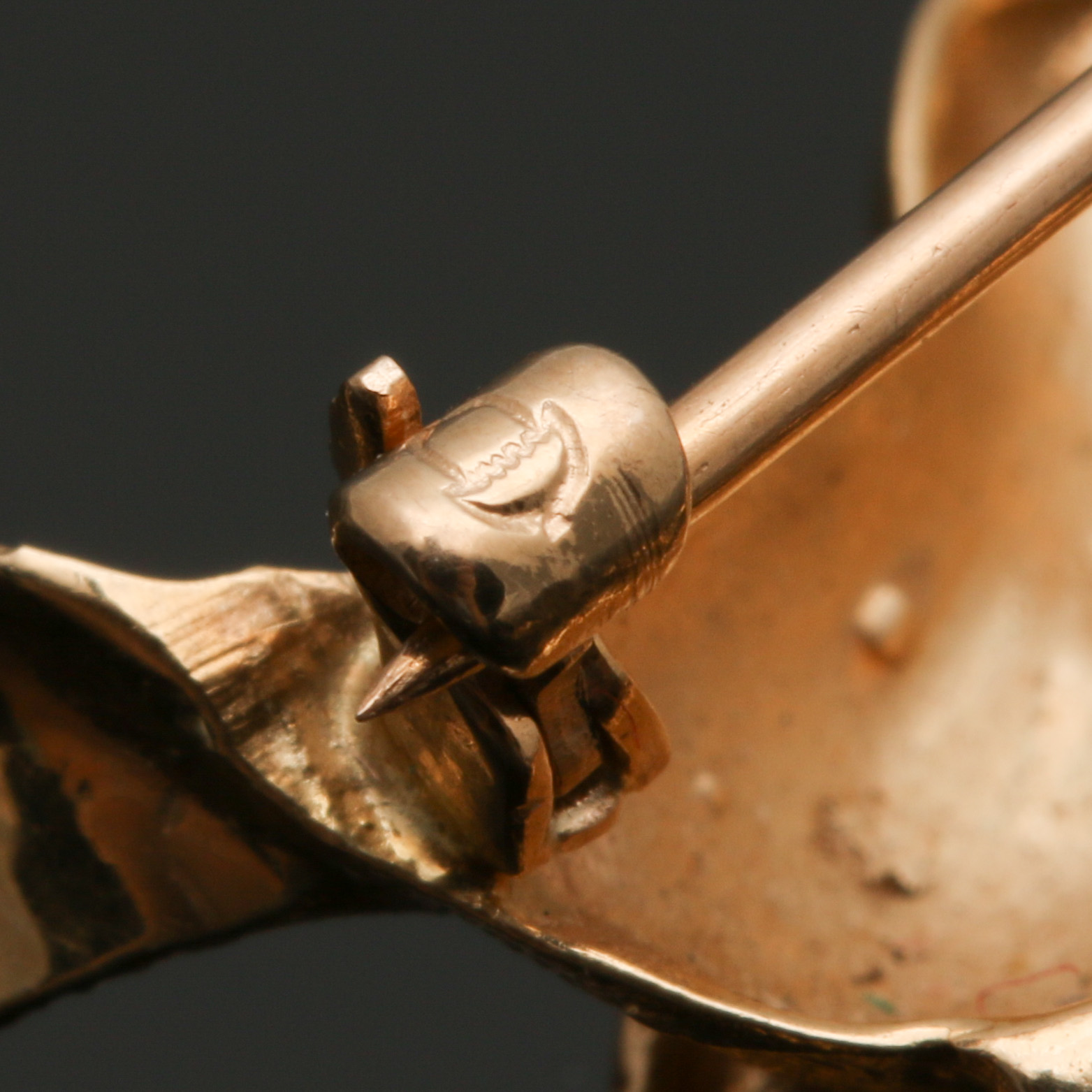 Vintage 14K Yellow Gold Bird with Nest Cultured Pearl Pin