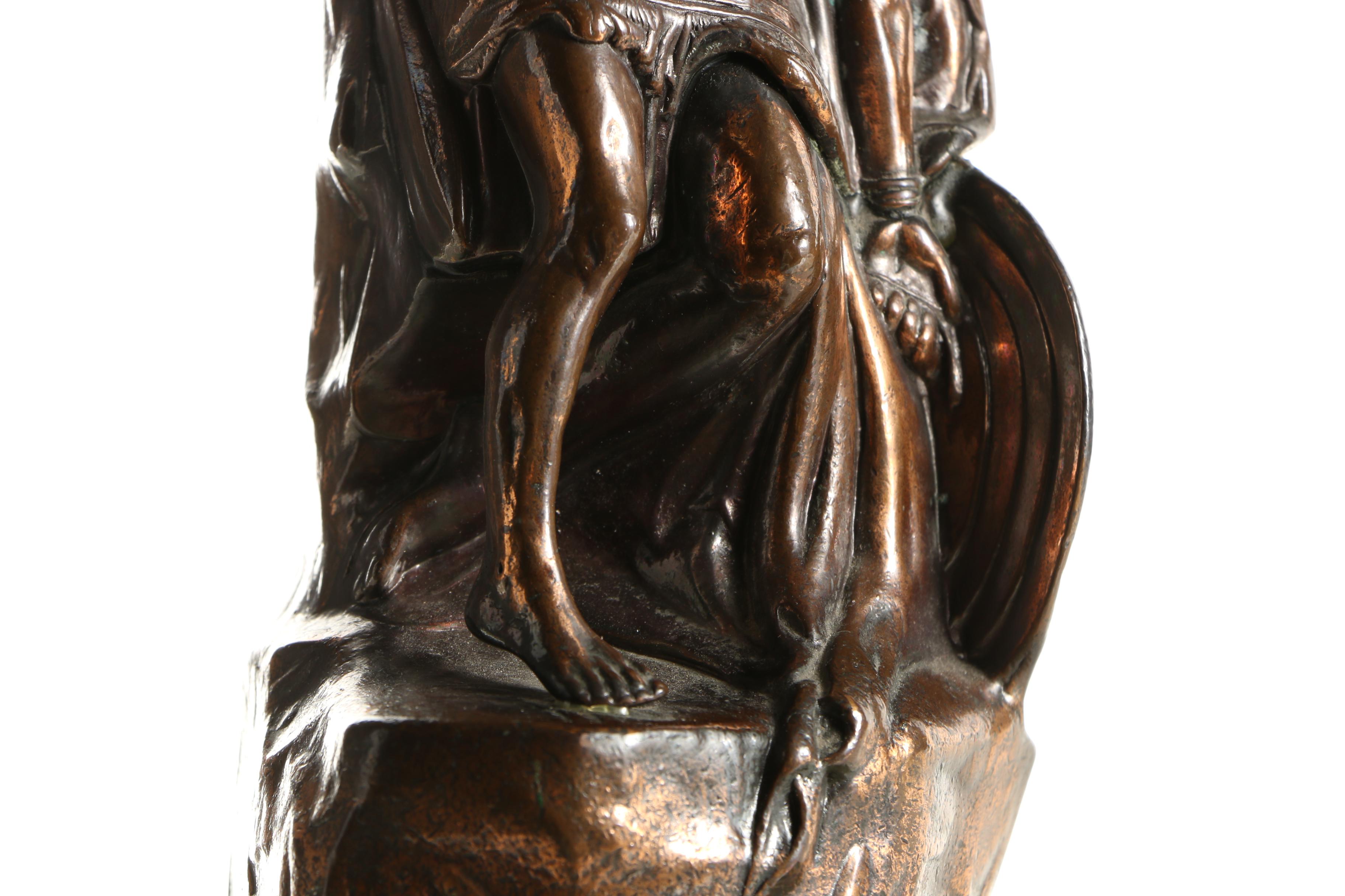 Vintage Brass Sculpture of Irish Medieval Character Cuchulain