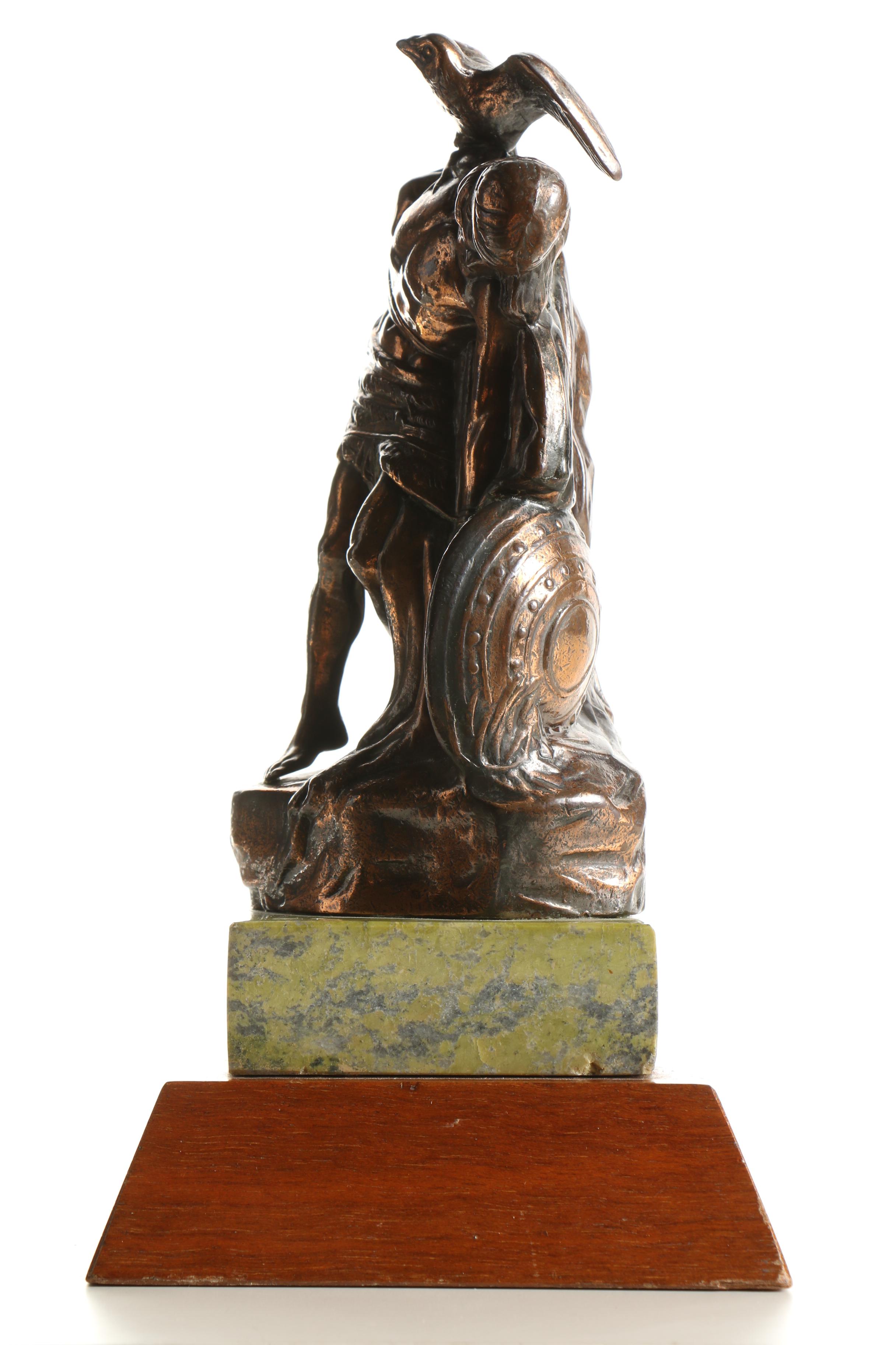 Vintage Brass Sculpture of Irish Medieval Character Cuchulain