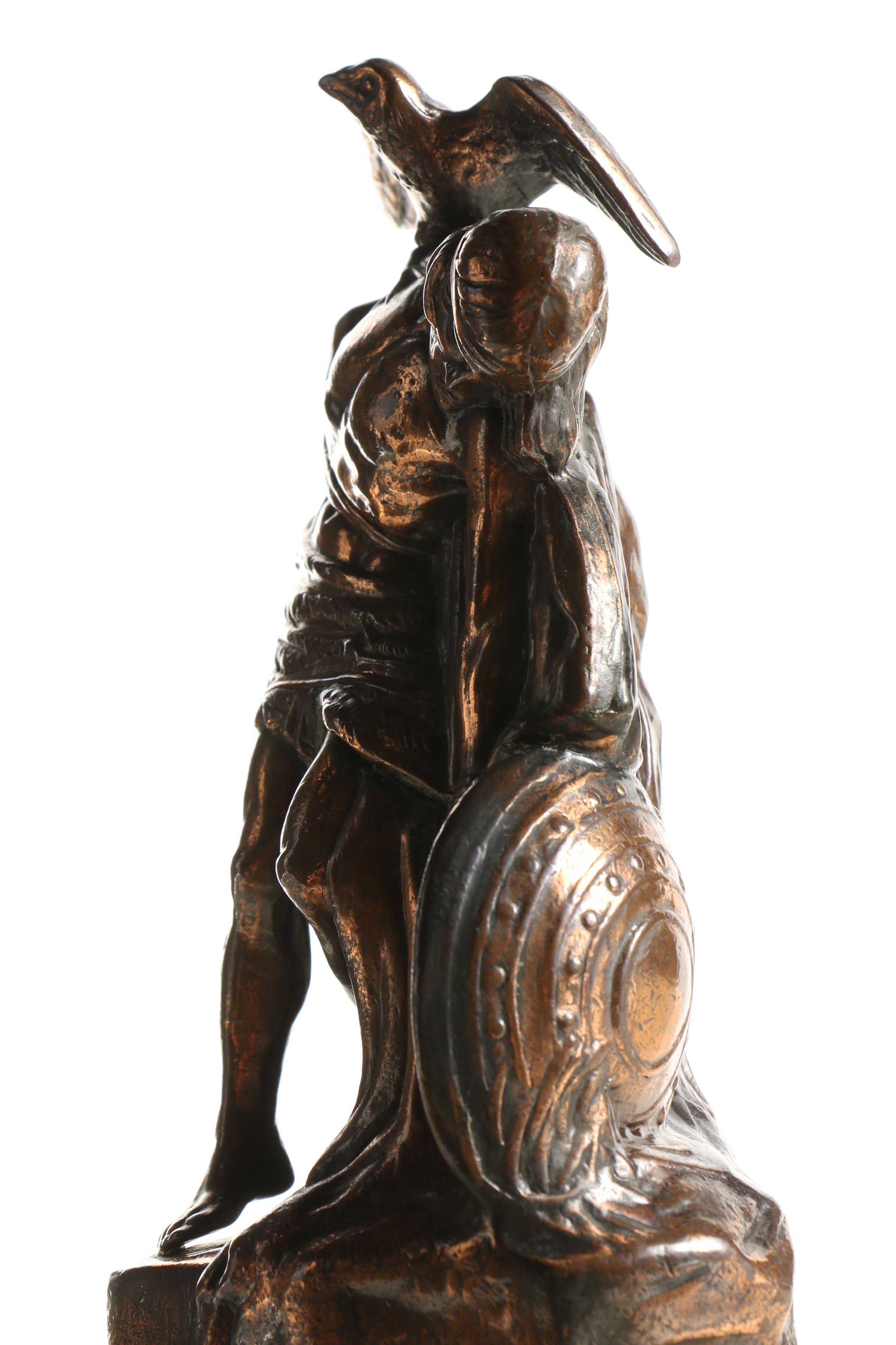 Vintage Brass Sculpture of Irish Medieval Character Cuchulain