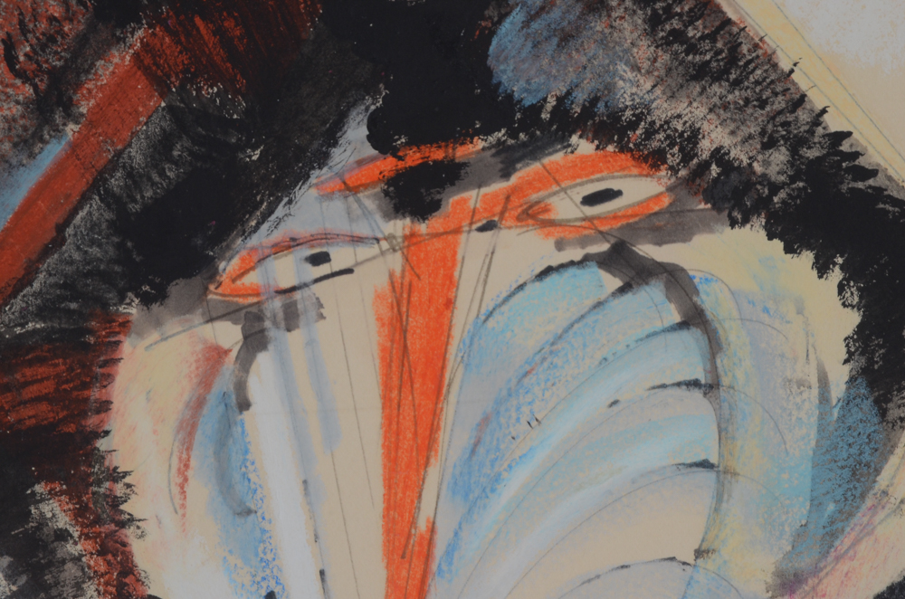 Roger Lersy Mixed Media Painting of a Mandrill