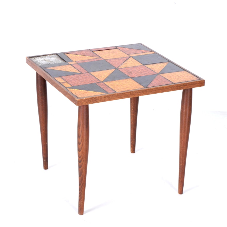 Mid Century Modern Stained Glass End Table
