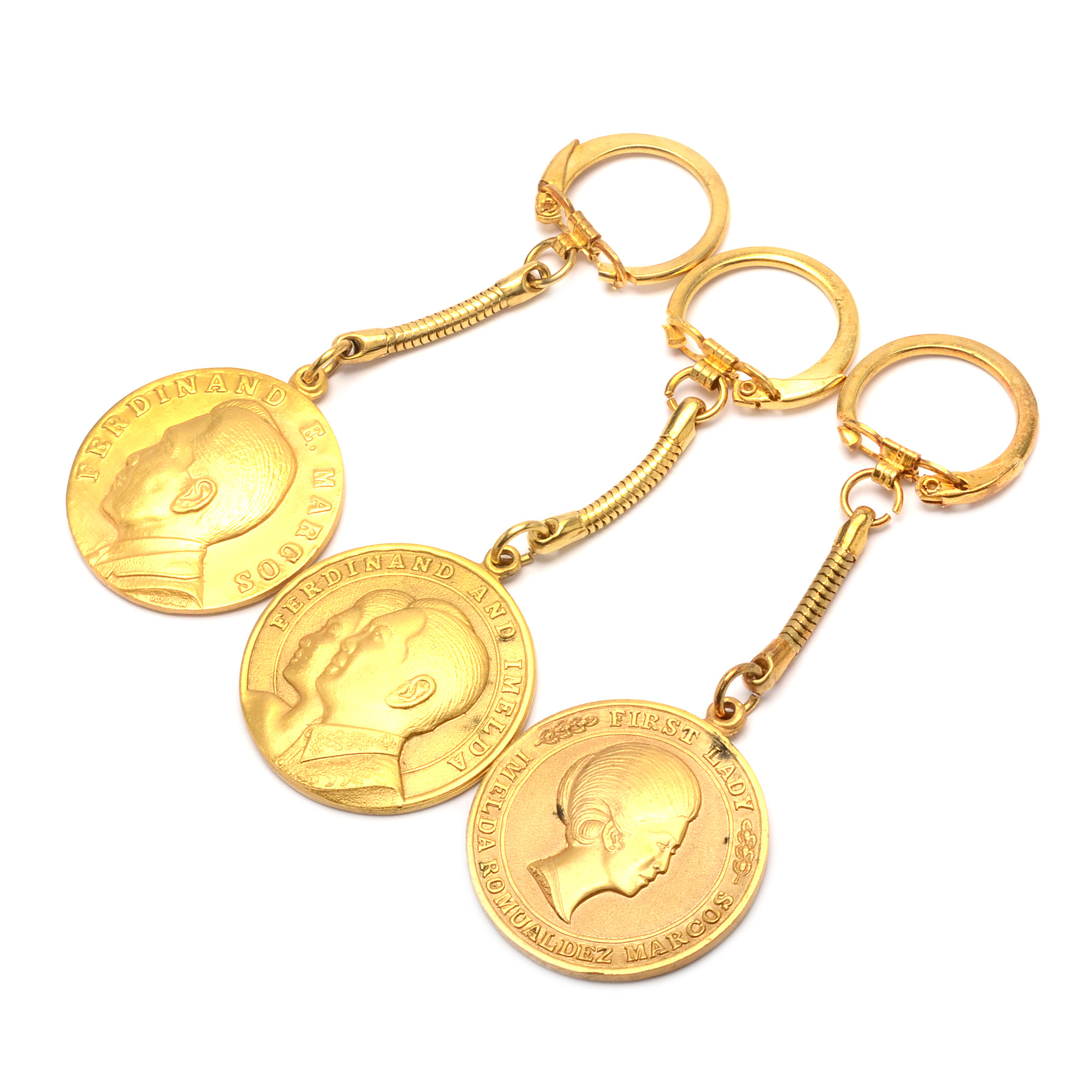 Solid Brass Key Chains Honoring Ferdinand and Imelda Marcos