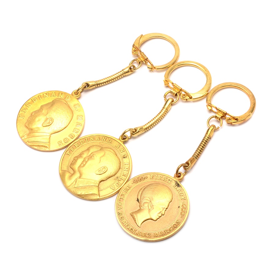 Solid Brass Key Chains Honoring Ferdinand and Imelda Marcos