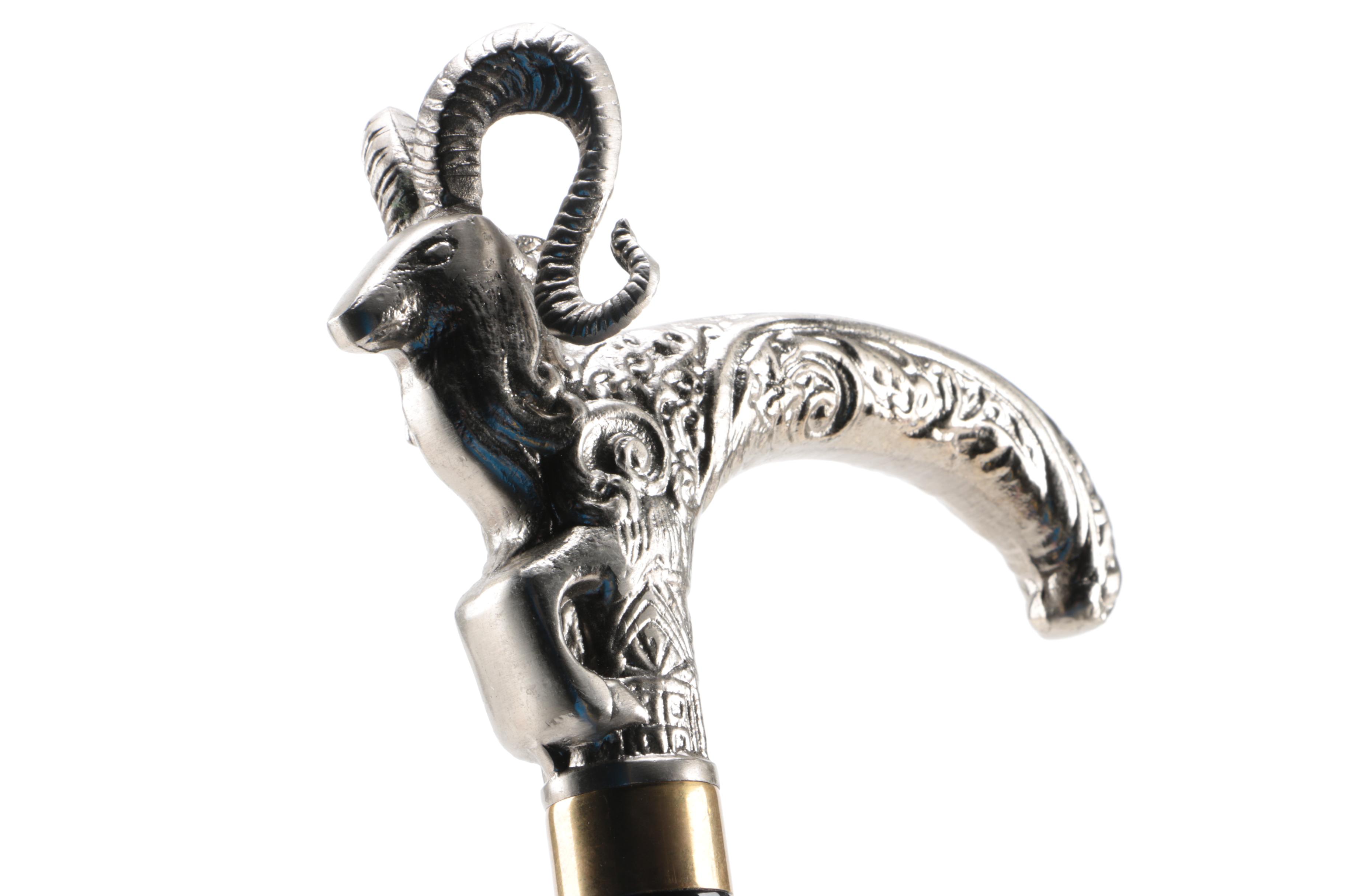 Red Deer Dagger Cane with Ram Head