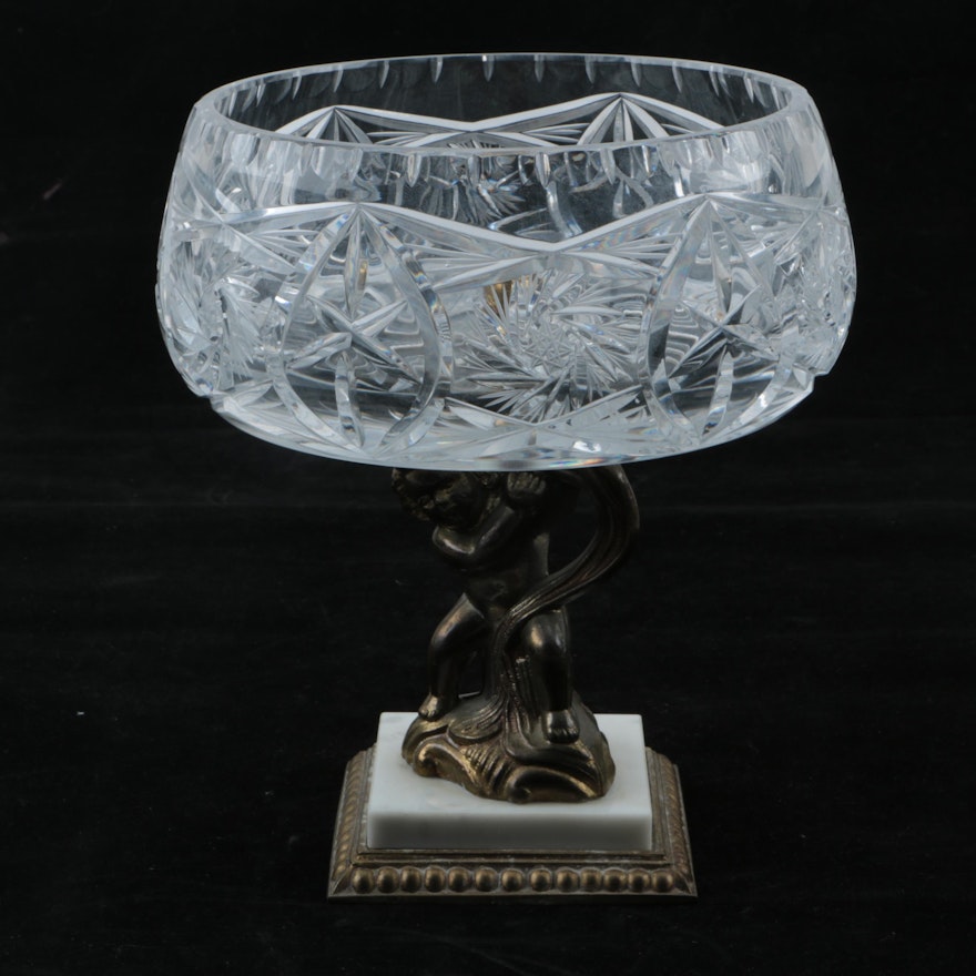 Mid-Century Cut Crystal Compote