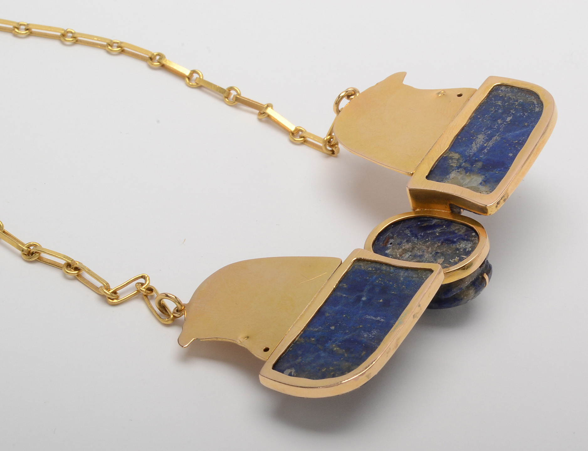 18K Gold Lapis Lazuli Egyptian Revival Necklace