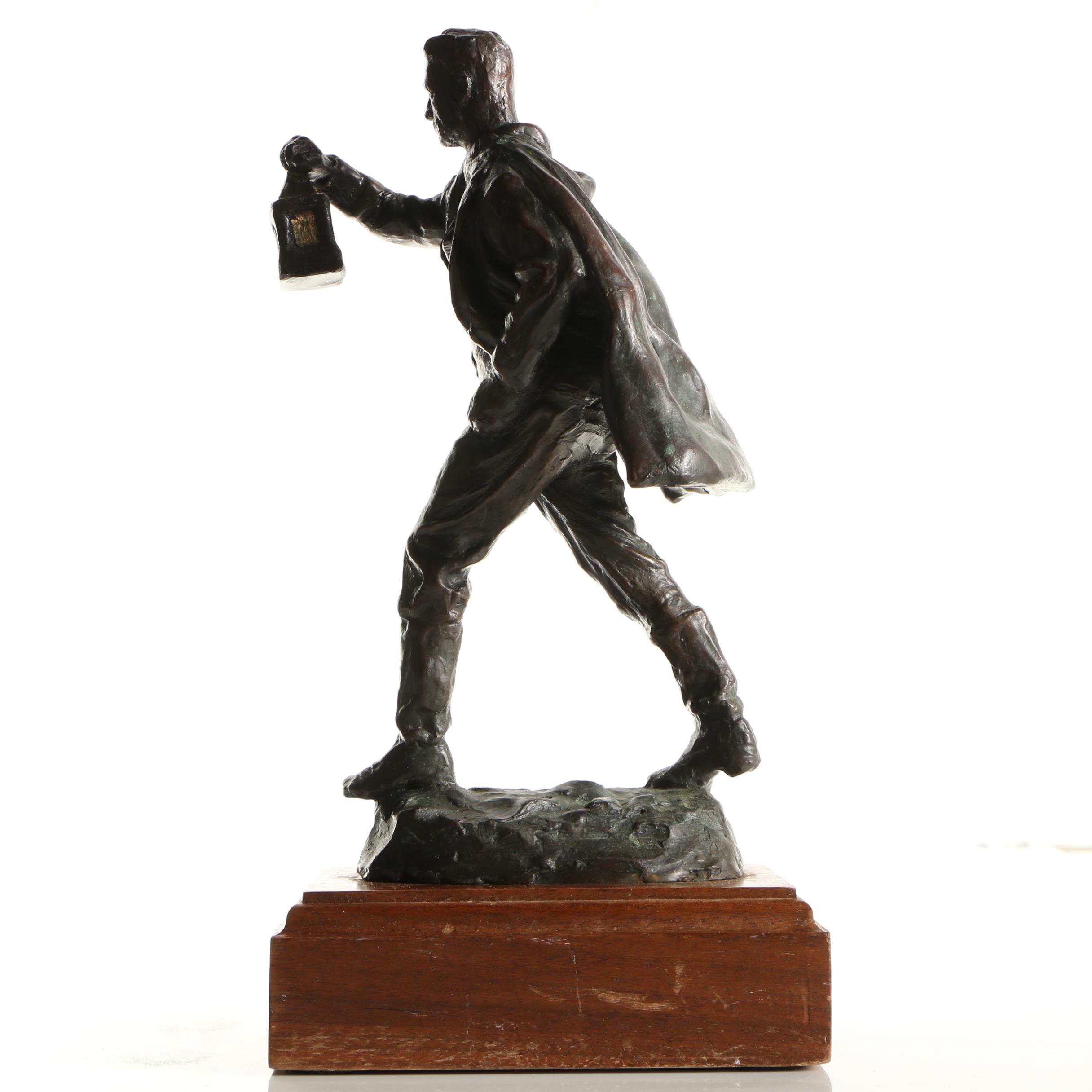 Cast Copper Sculpture After D. W. Crow