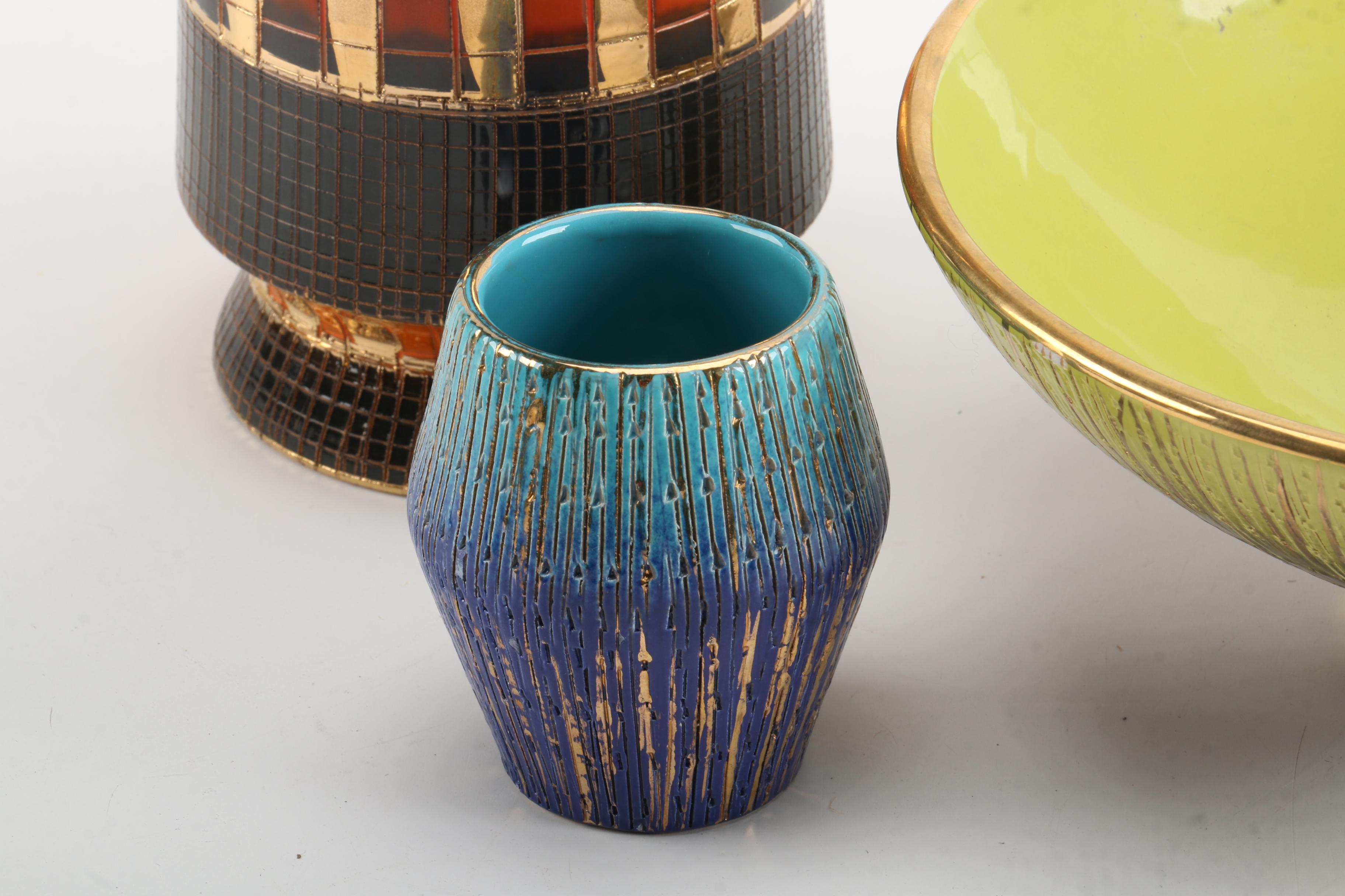 Mid Century Italian Elbee Pottery Vases and Bowl