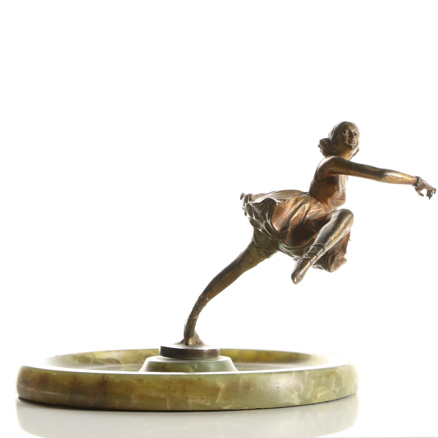 Brass Ballerina Sculpture on Calcite Dish