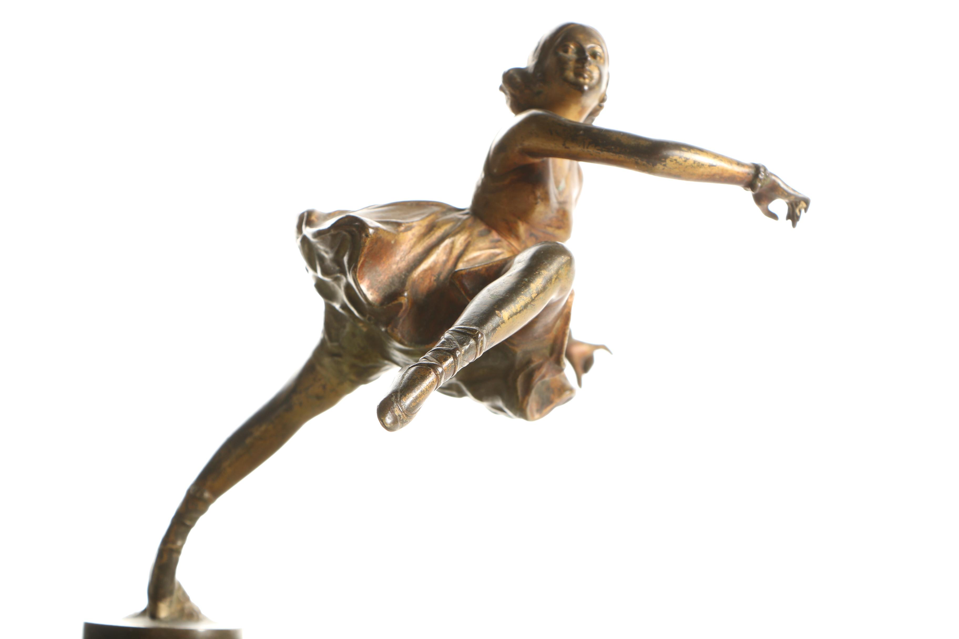 Brass Ballerina Sculpture on Calcite Dish