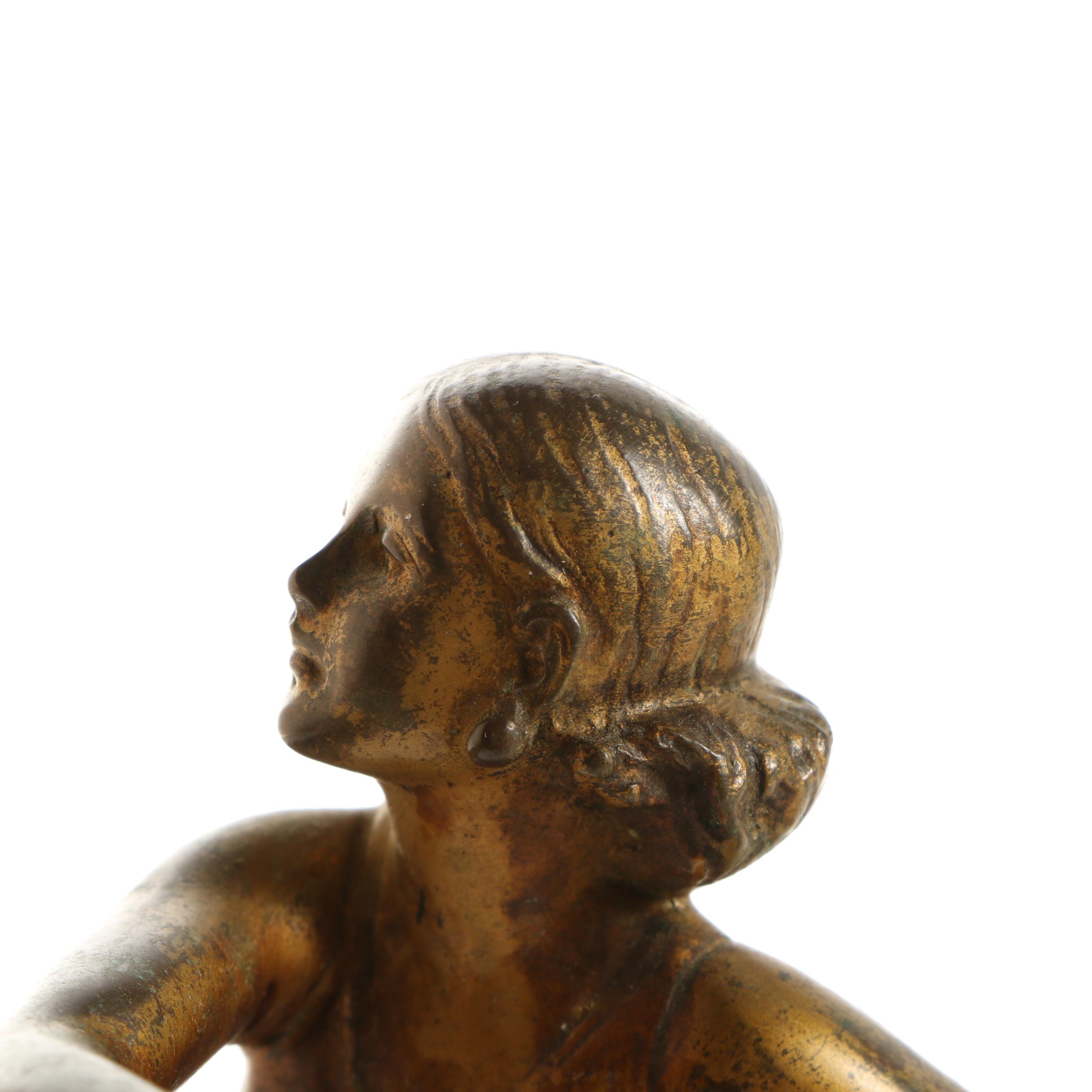 Brass Ballerina Sculpture on Calcite Dish