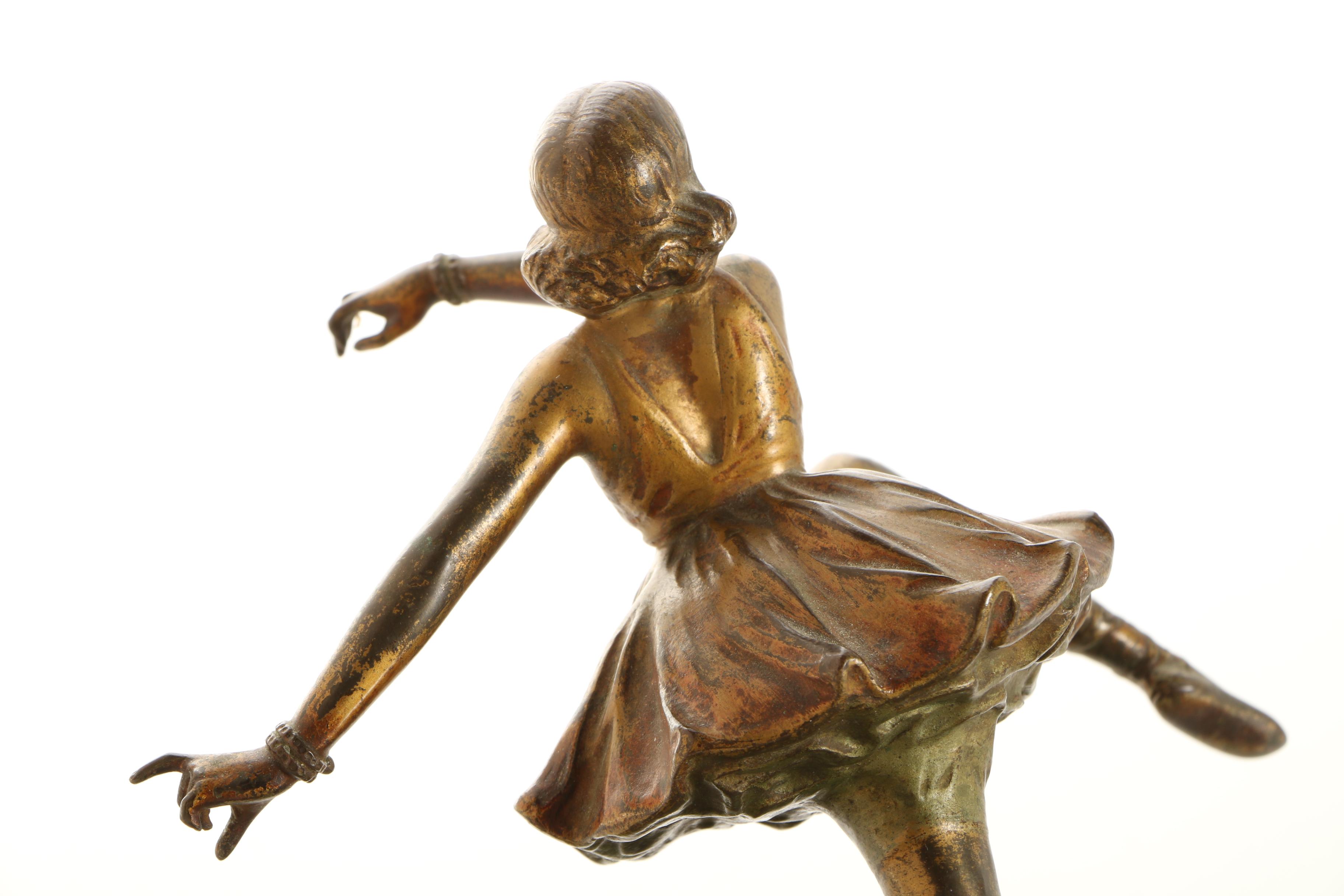 Brass Ballerina Sculpture on Calcite Dish