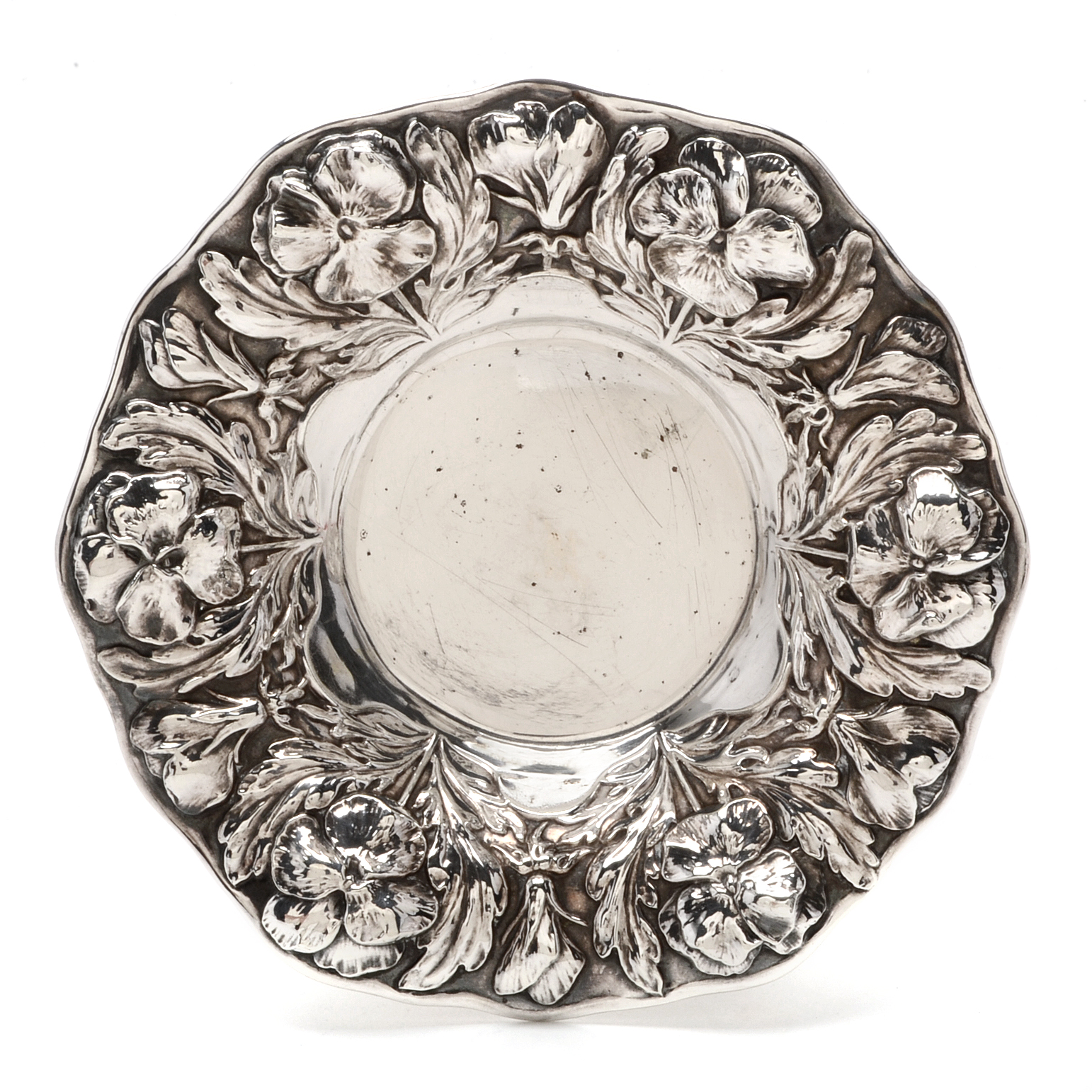 Vintage Gorham Sterling Silver Nut Bowl in the "Pansy" Repoussé Pattern