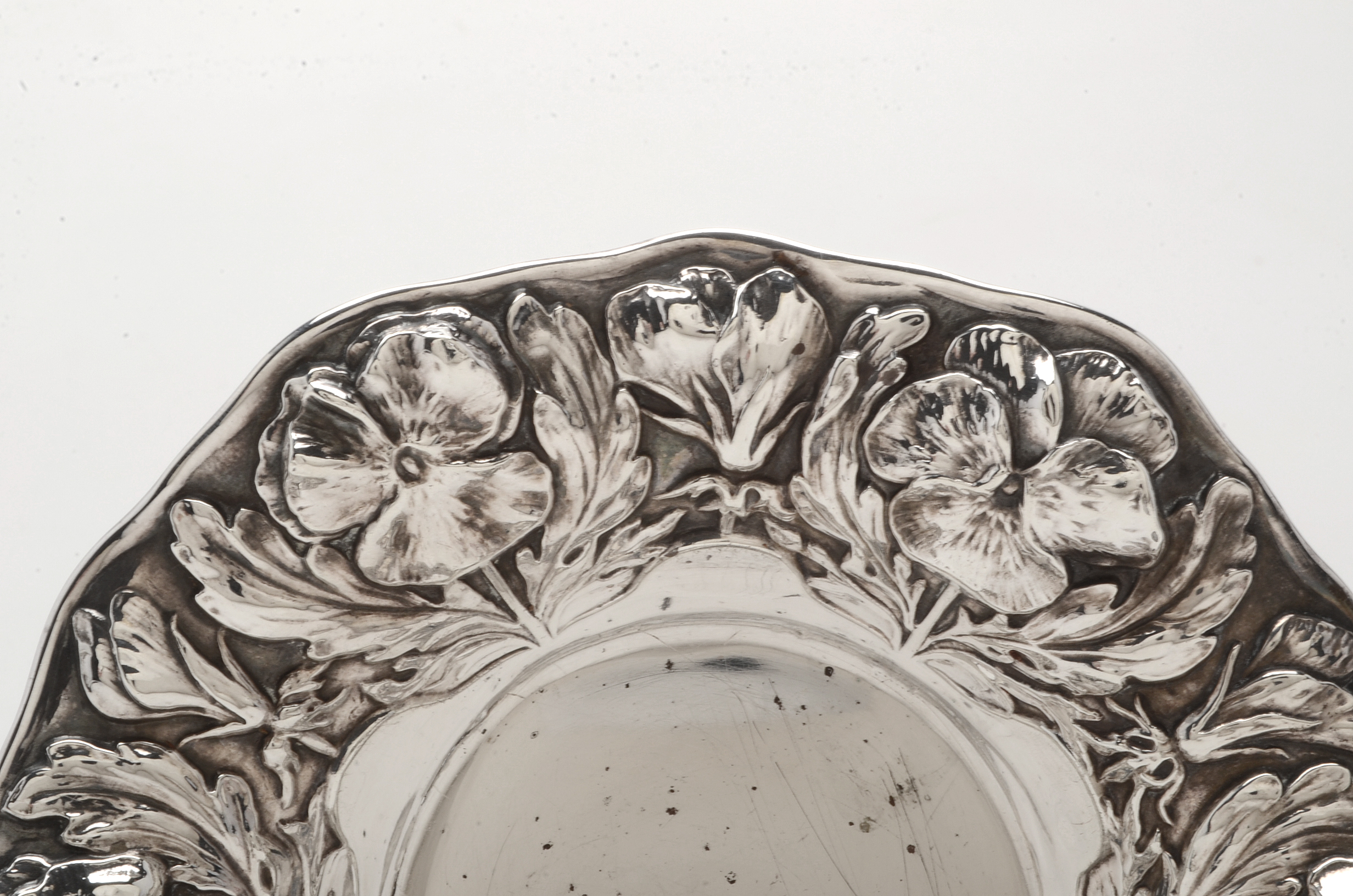 Vintage Gorham Sterling Silver Nut Bowl in the "Pansy" Repoussé Pattern