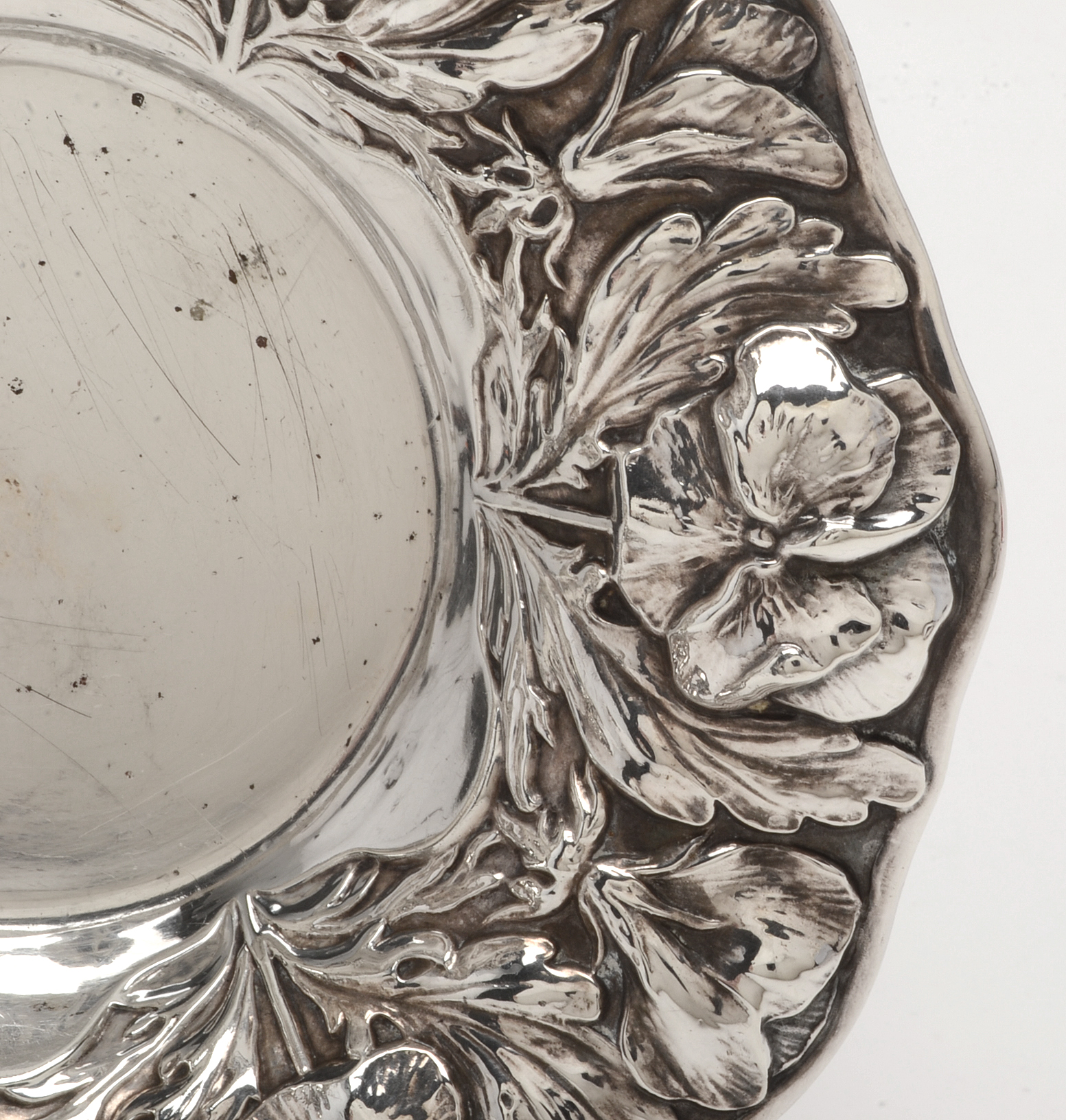 Vintage Gorham Sterling Silver Nut Bowl in the "Pansy" Repoussé Pattern